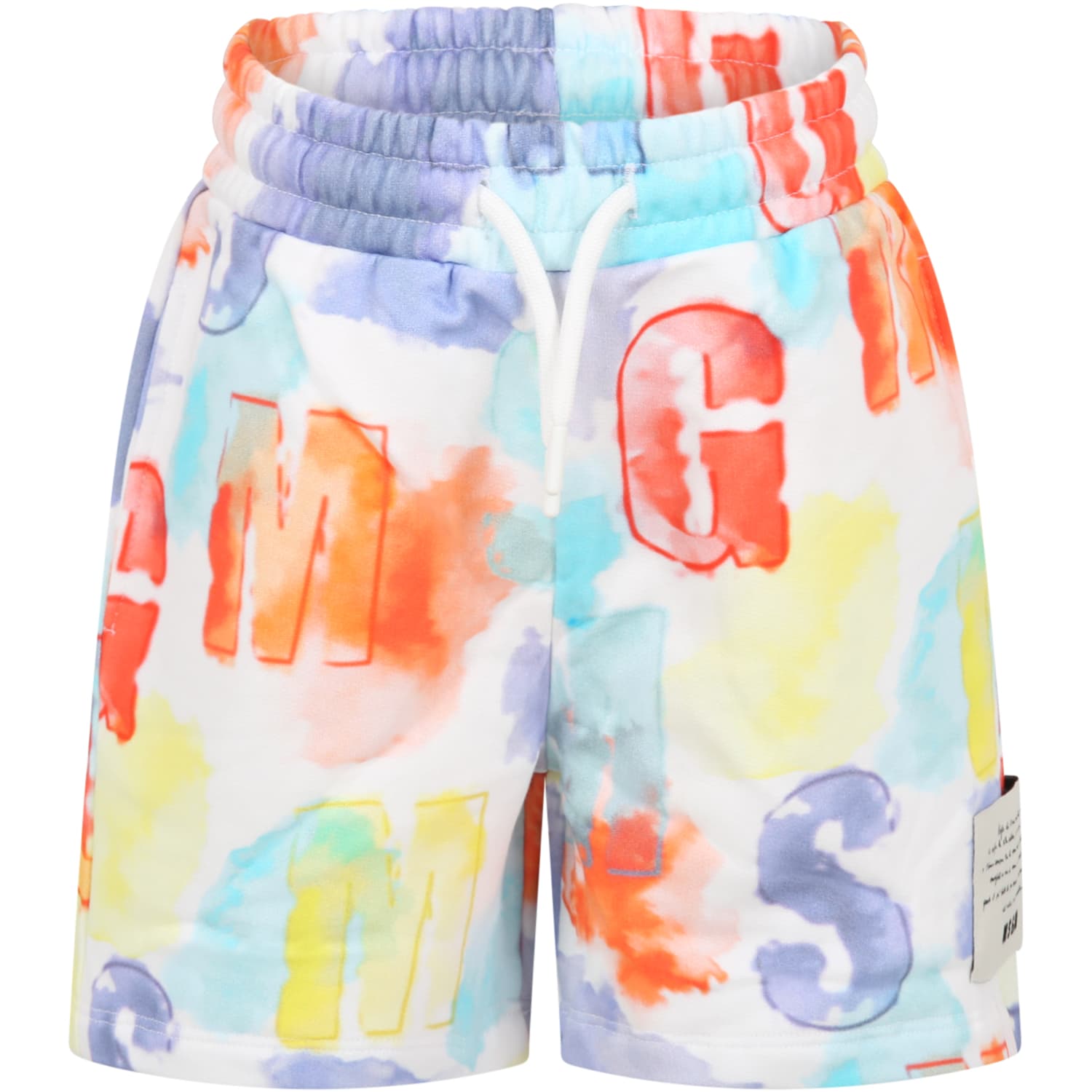 MSGM White Short For Boy With Colorful Spots