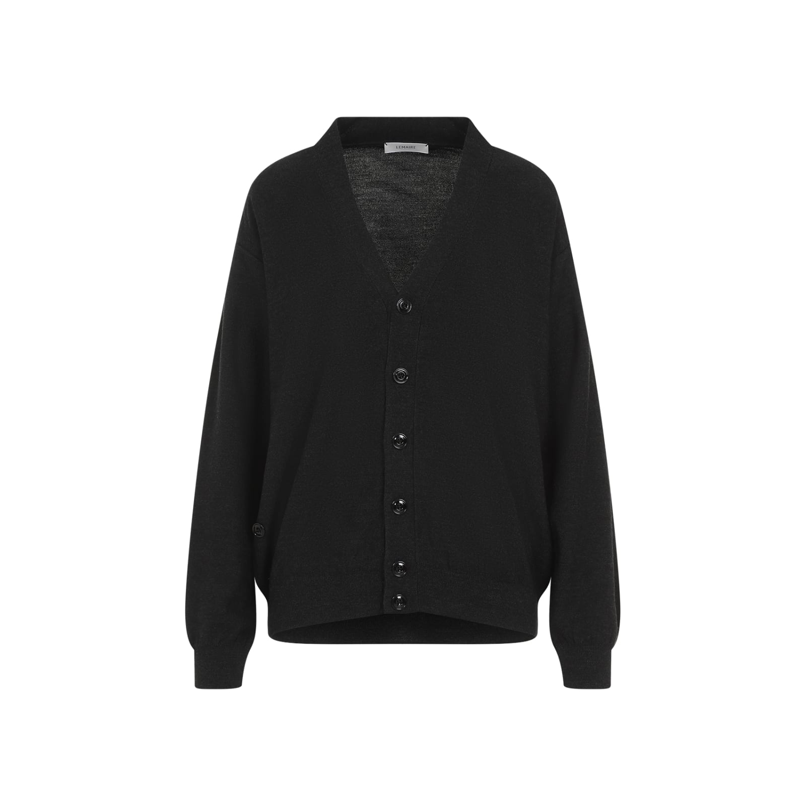 Lemaire Dark Grey Wool Relaxed Twisted Cardigan In Gray