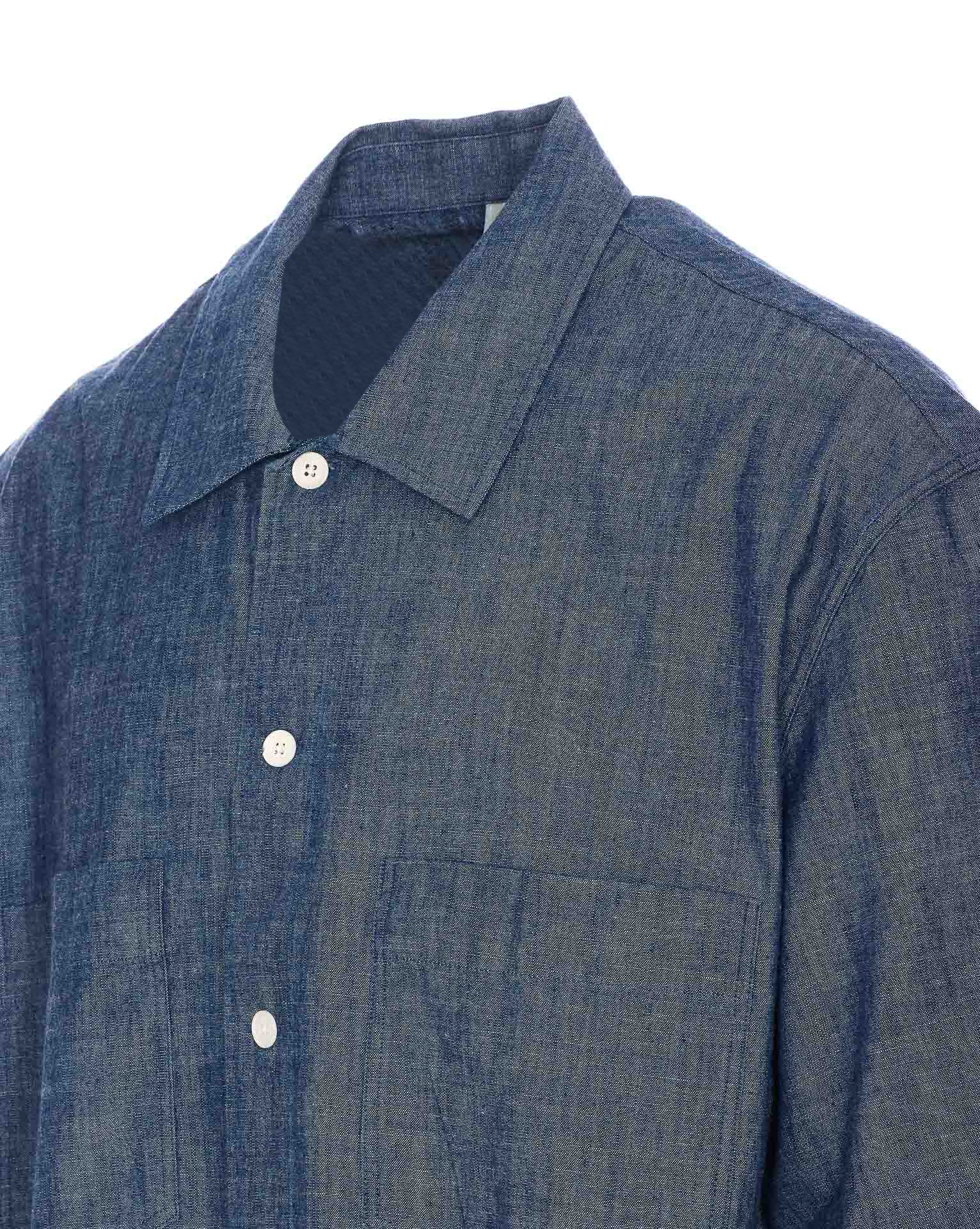 Sunflower Classic Cotton Shirt With Front Button Fastening In Blue