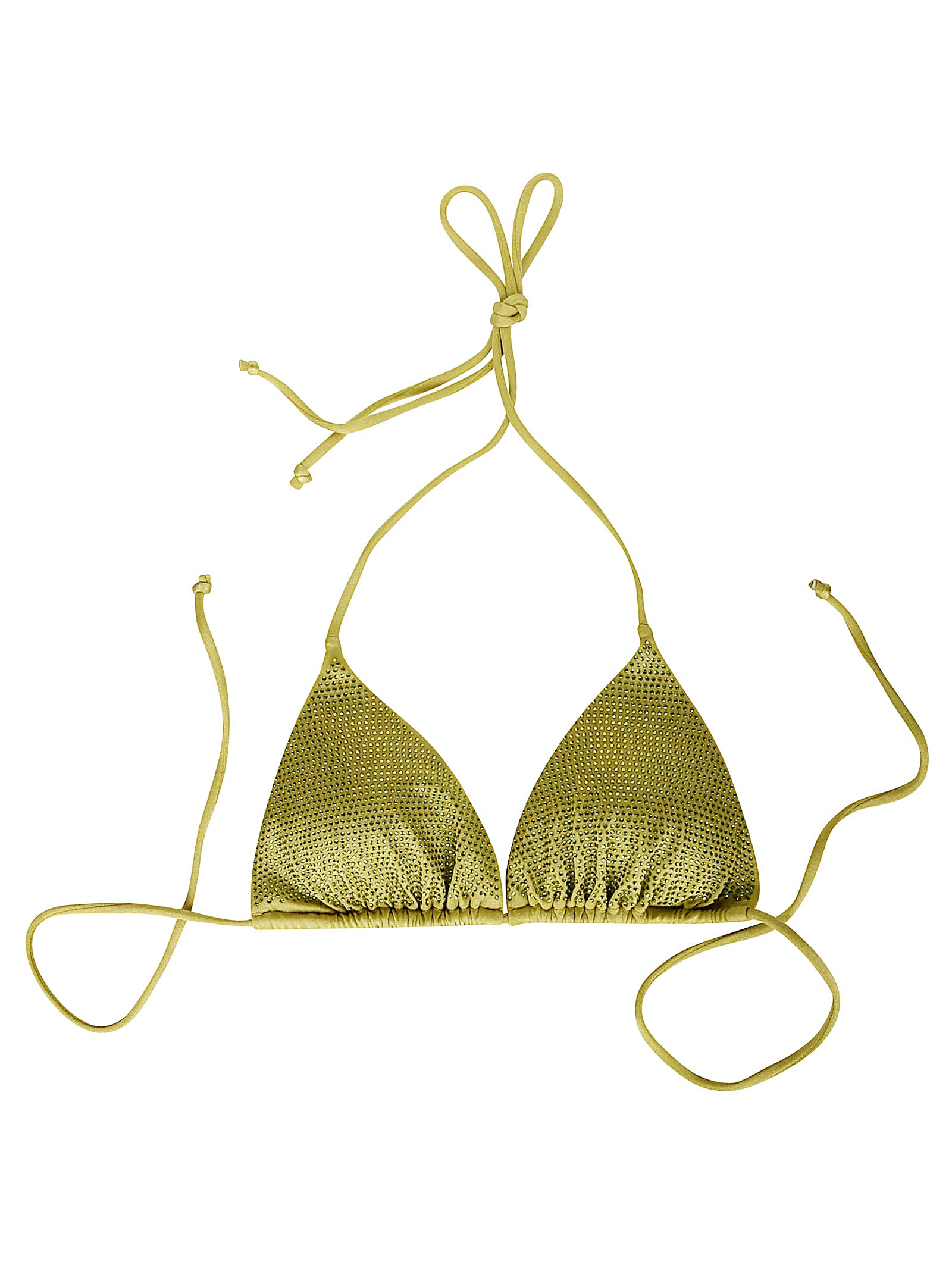 Mc2 Saint Barth Strass Triangle-cup Bikini Top In Green