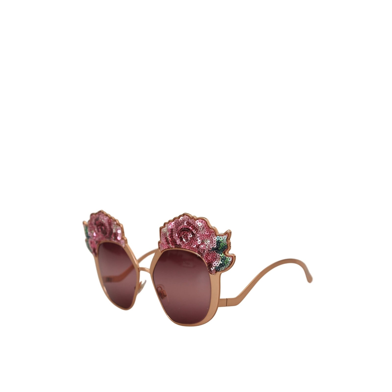Shop Dolce & Gabbana Rose Sequin Sunglasses In Gold