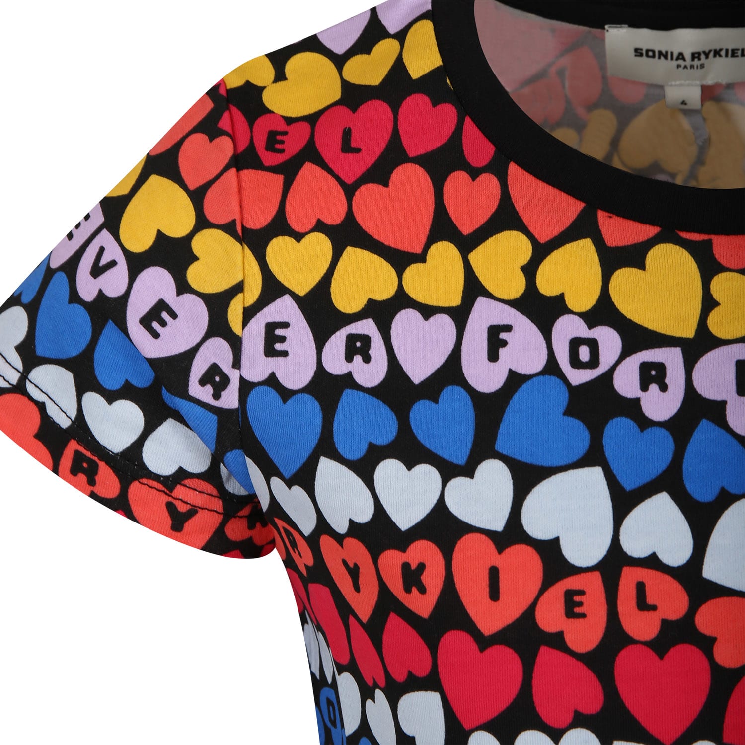 Shop Rykiel Enfant T-shirt Multicolore Pour Fille Avec Coeurs Et Logo