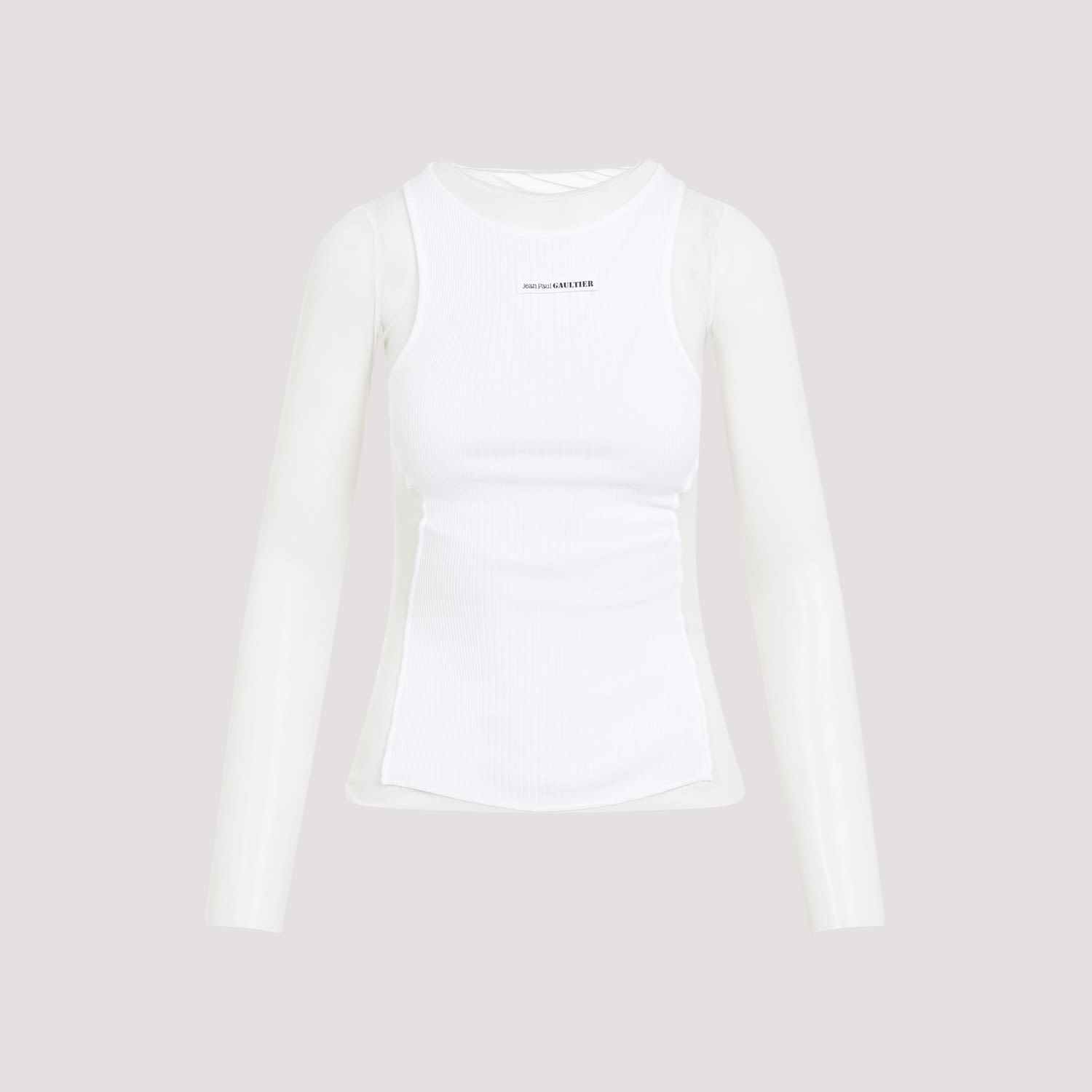 Shop Jean Paul Gaultier Mesh With Ribs Petit Grand Top In White White