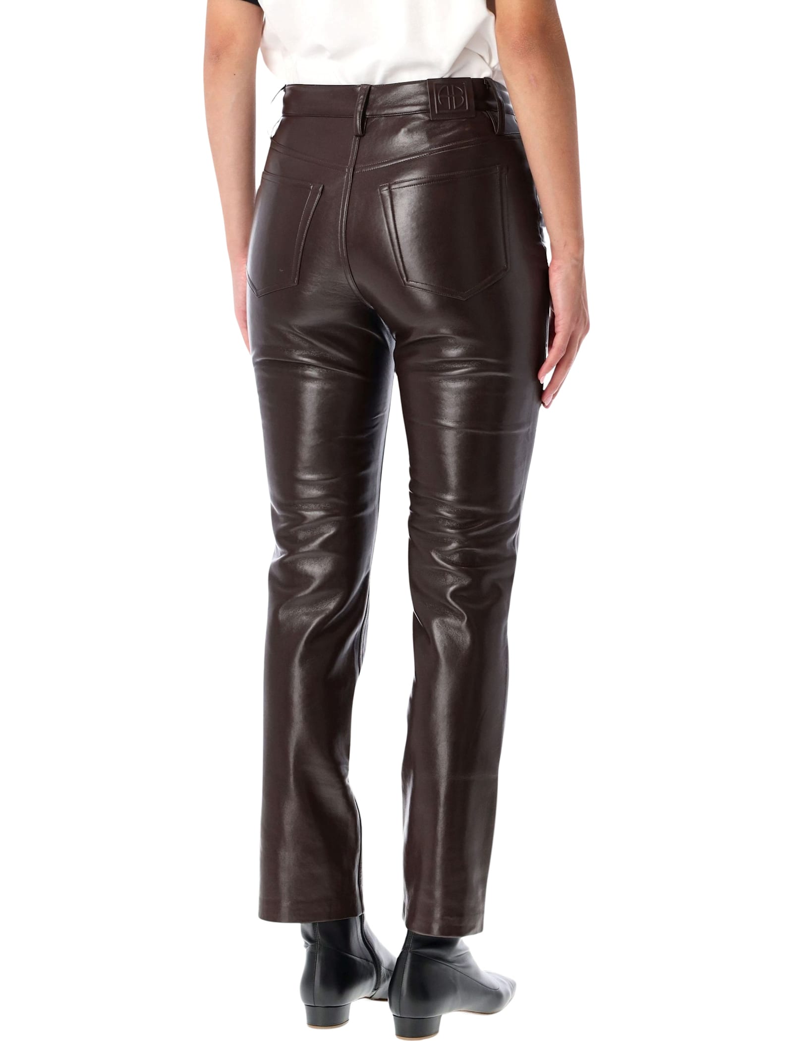 Anine Bing Bruno Recycled Leather Pants In Brown In Black