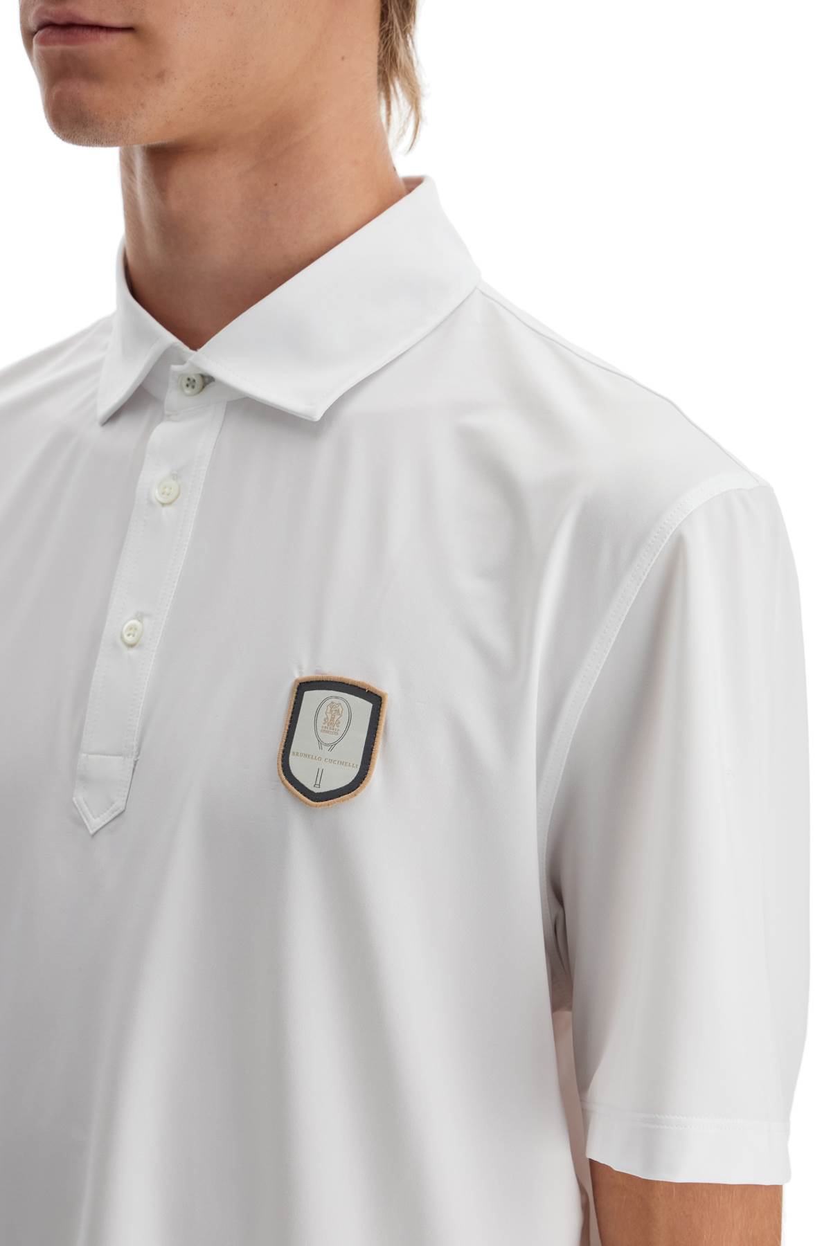 Shop Brunello Cucinelli Technical Jersey Polo Shirt In Bianco+grigio Chiaro (white)