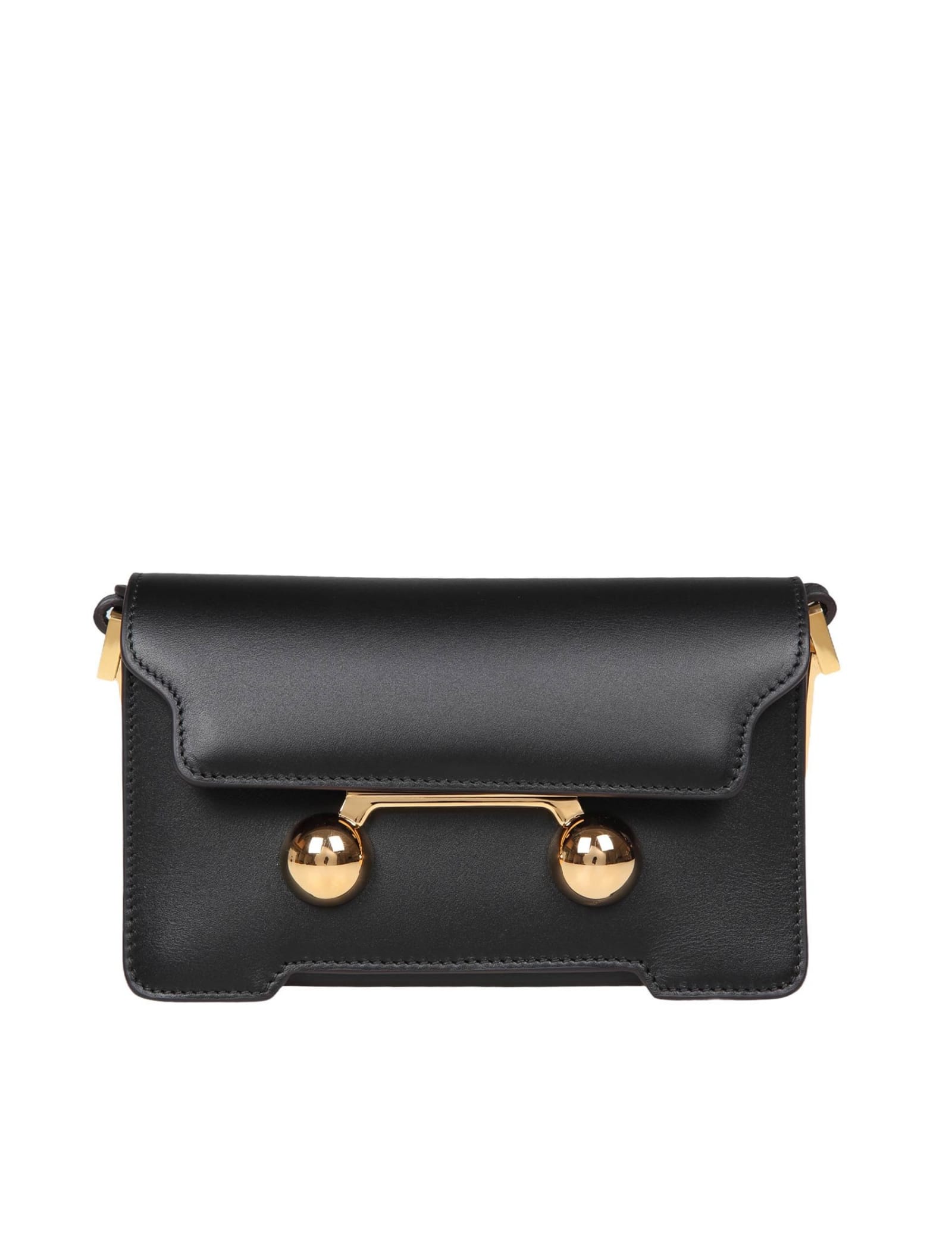 Shop Marni Trunkaroo Mini Shoulder Bag In Black Leather