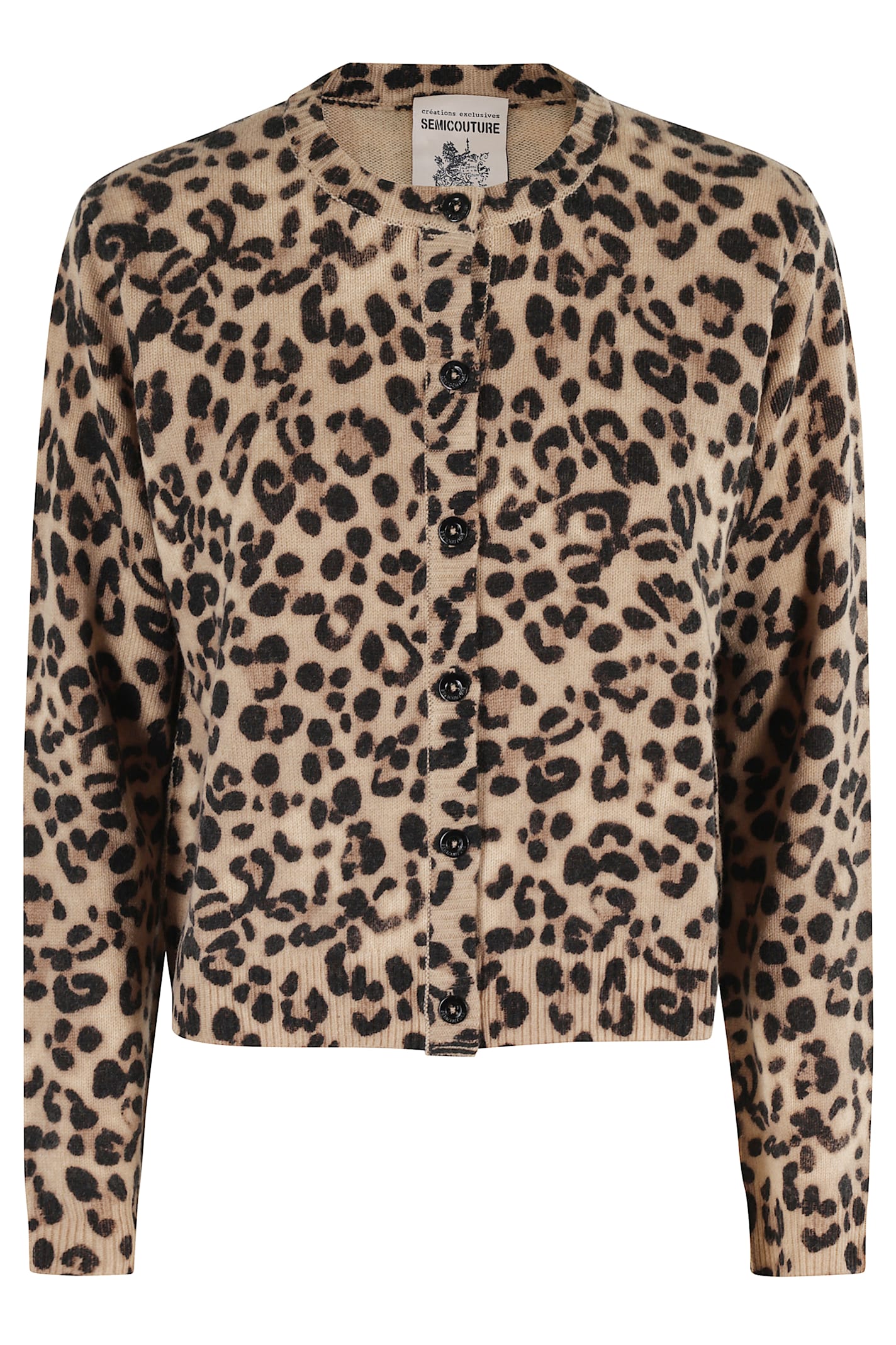 Semicouture Animalier Round Neck Pull In Multi