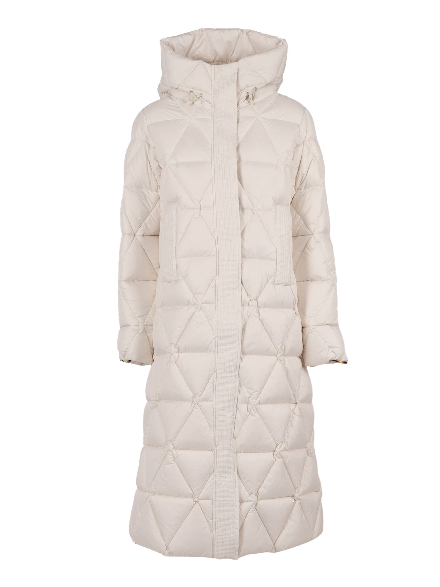 K-way Quilted Thermo Microfiber Coat With Adjustable Hood In White