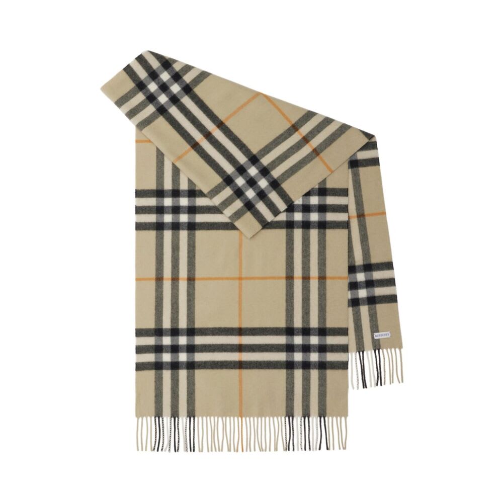 Burberry Wide Check Cashmere Scarf In Lightsage