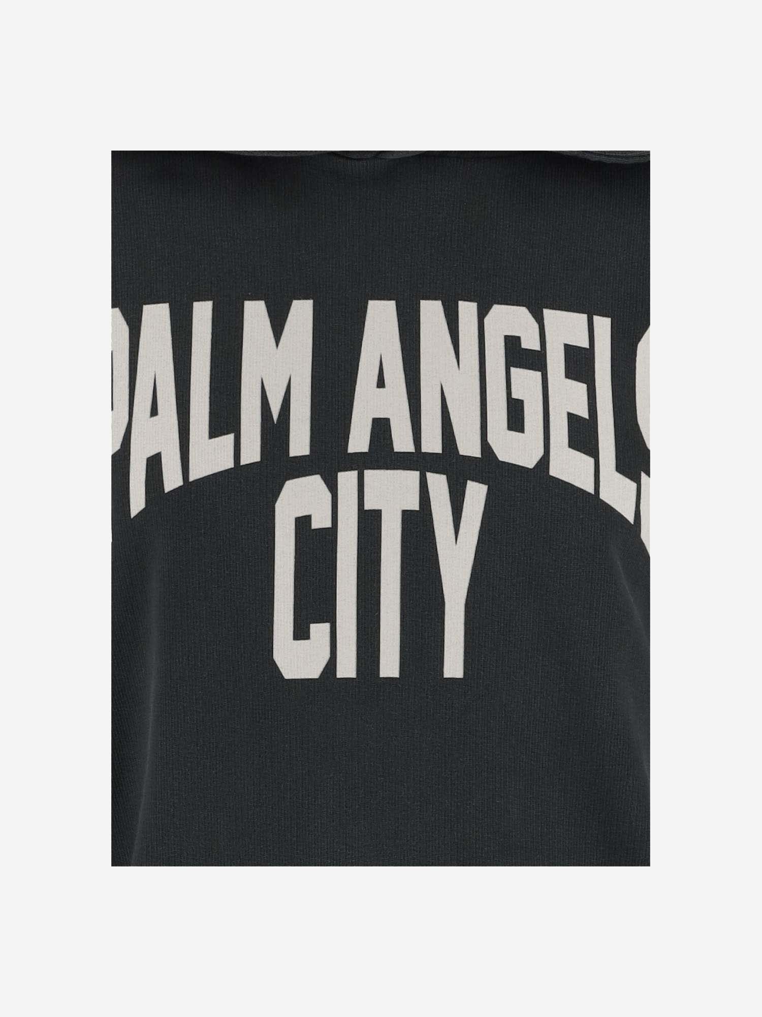 Shop Palm Angels Cotton Sweatshirt With Logo In Dark/grey/white