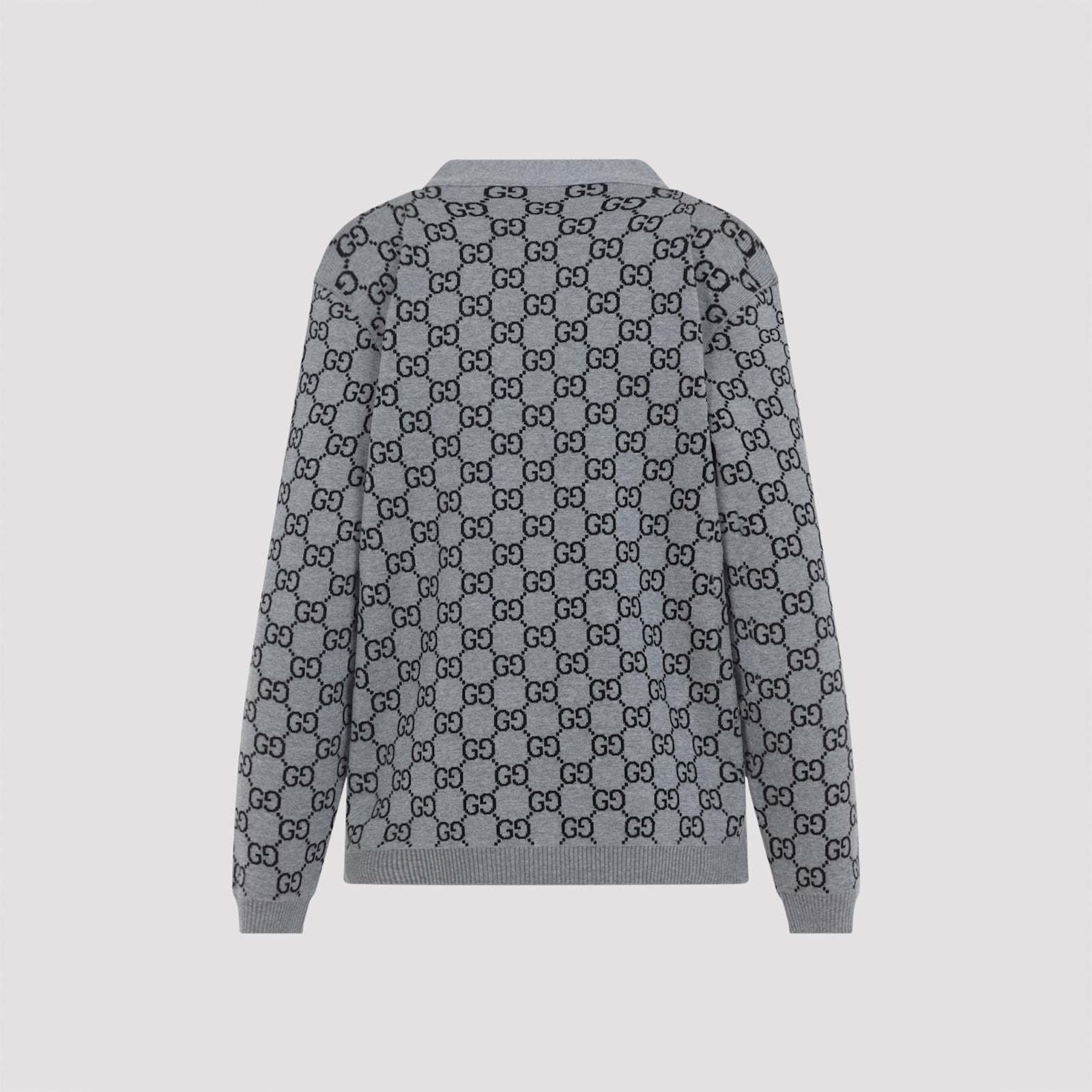 Gucci Wool Jacquard Cardigan With Gg Shadow In Gray