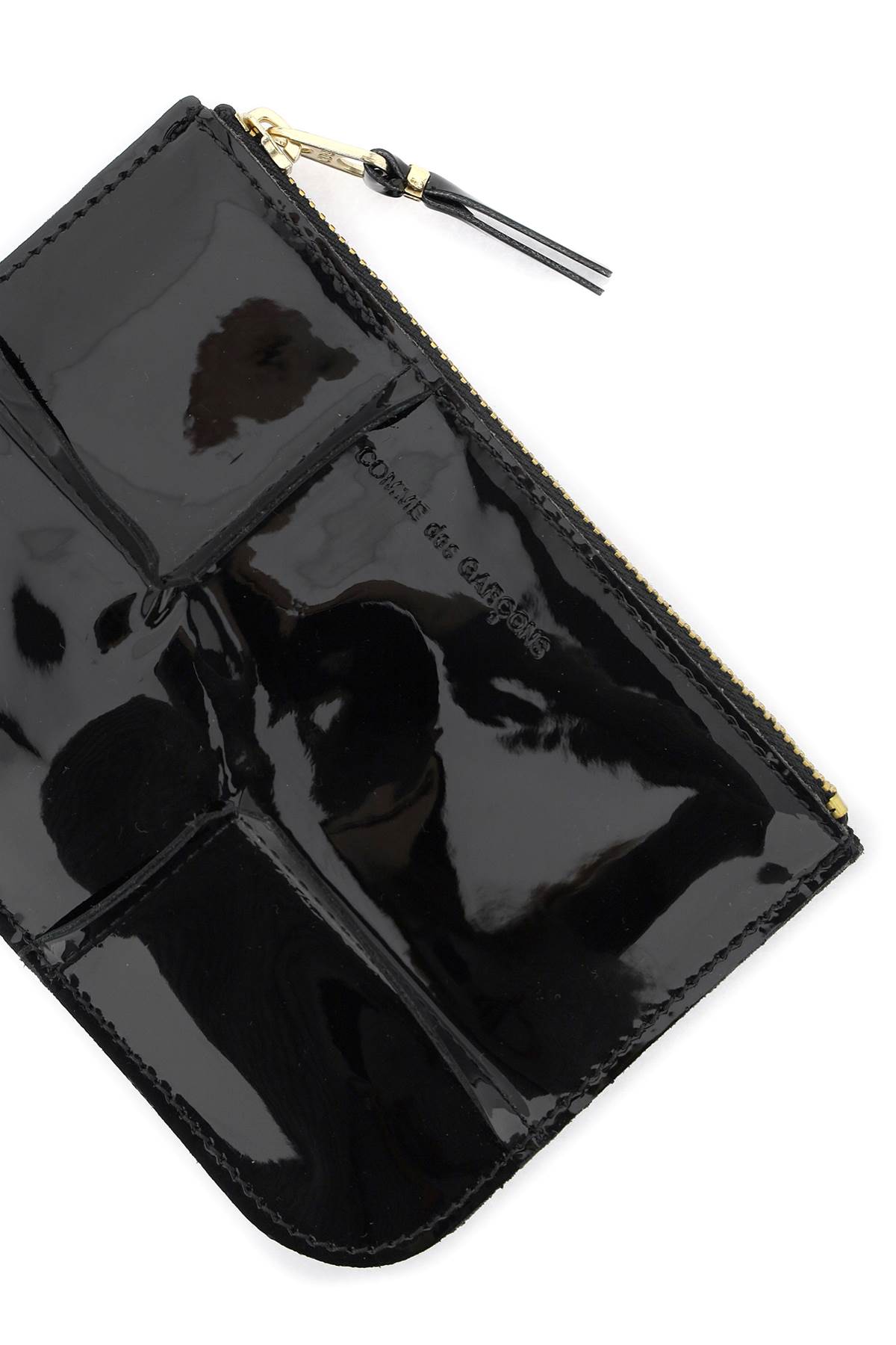 COMME DES GARÇONS ZIP AROUND PATENT LEATHER WALLET WITH ZIPPER 
