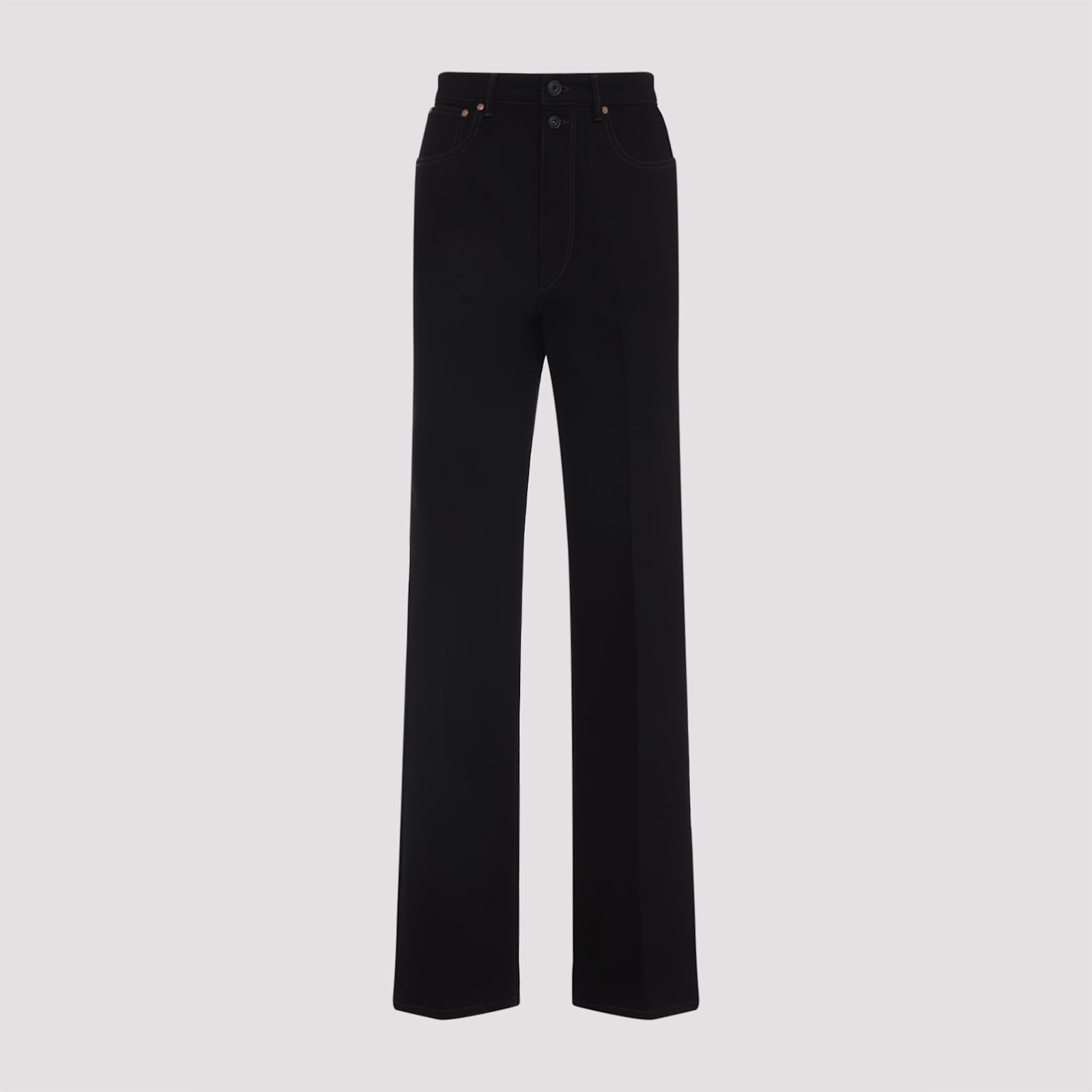 Lemaire High-waisted Straight-leg Trousers With Double-button Closure In Black