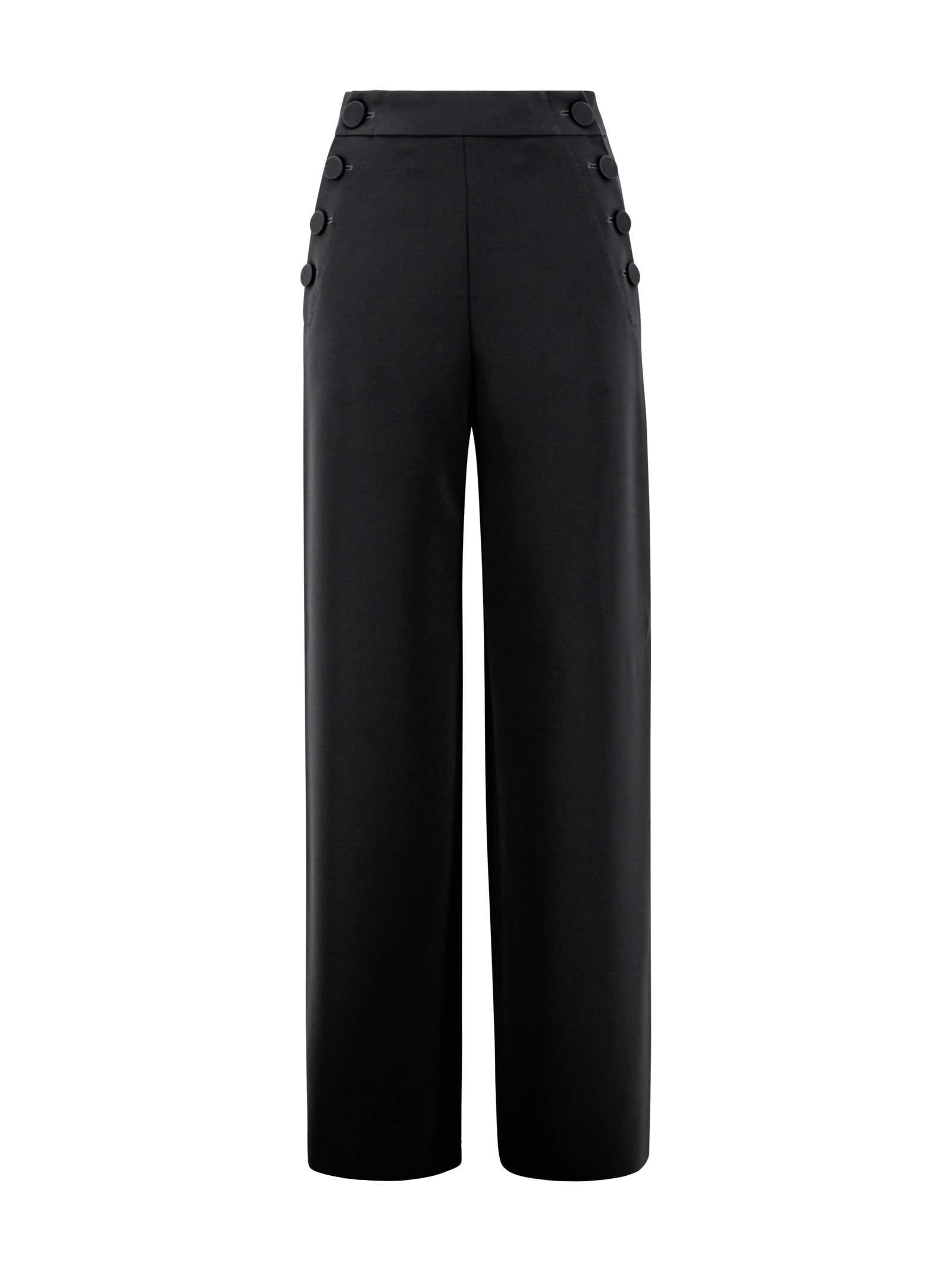 Max Mara Midnight Blue Stretch Cotton Orche Wide-leg Pant In Nero