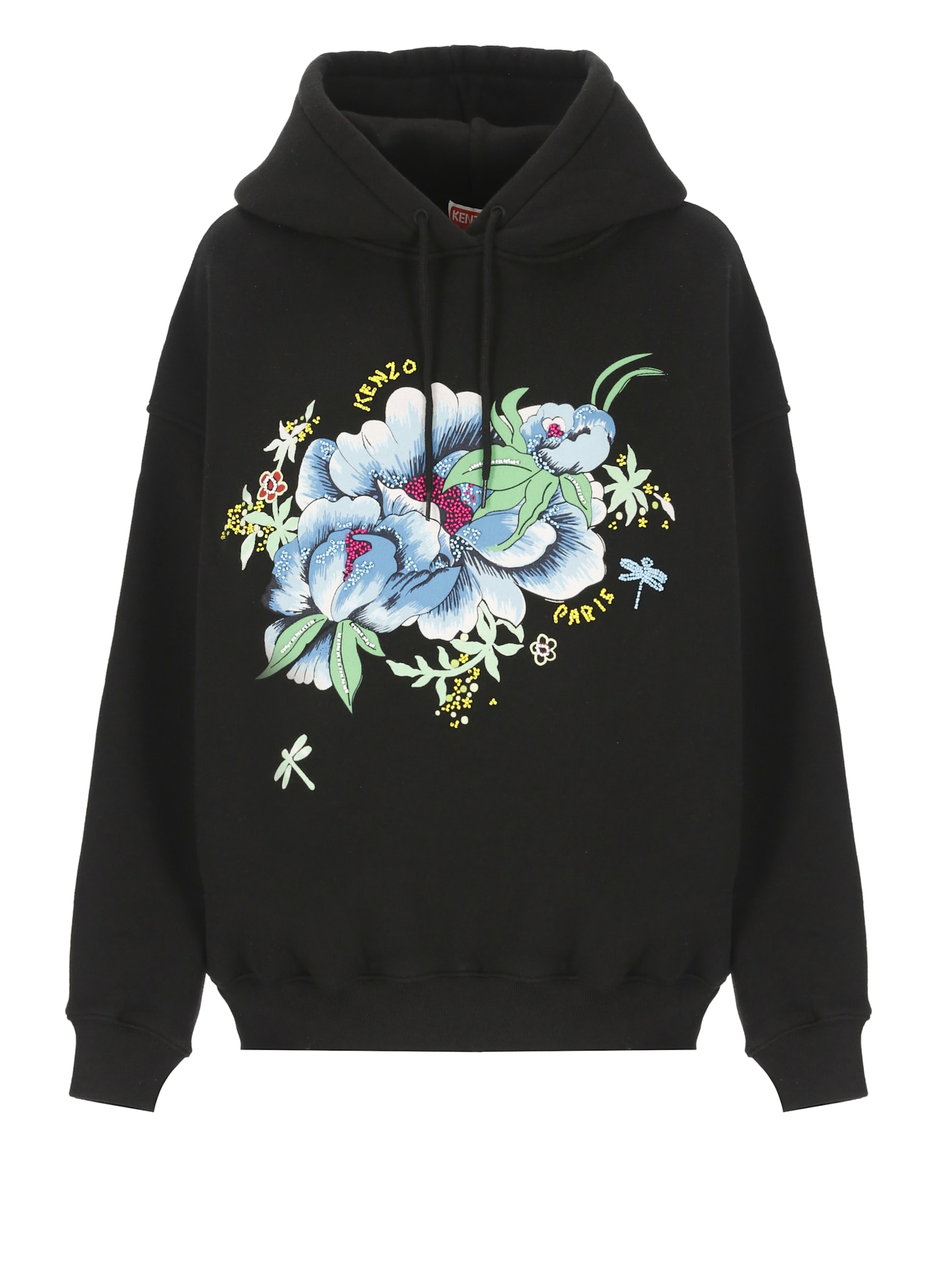 Kenzo Long-sleeved Hooded Hoodie In Black