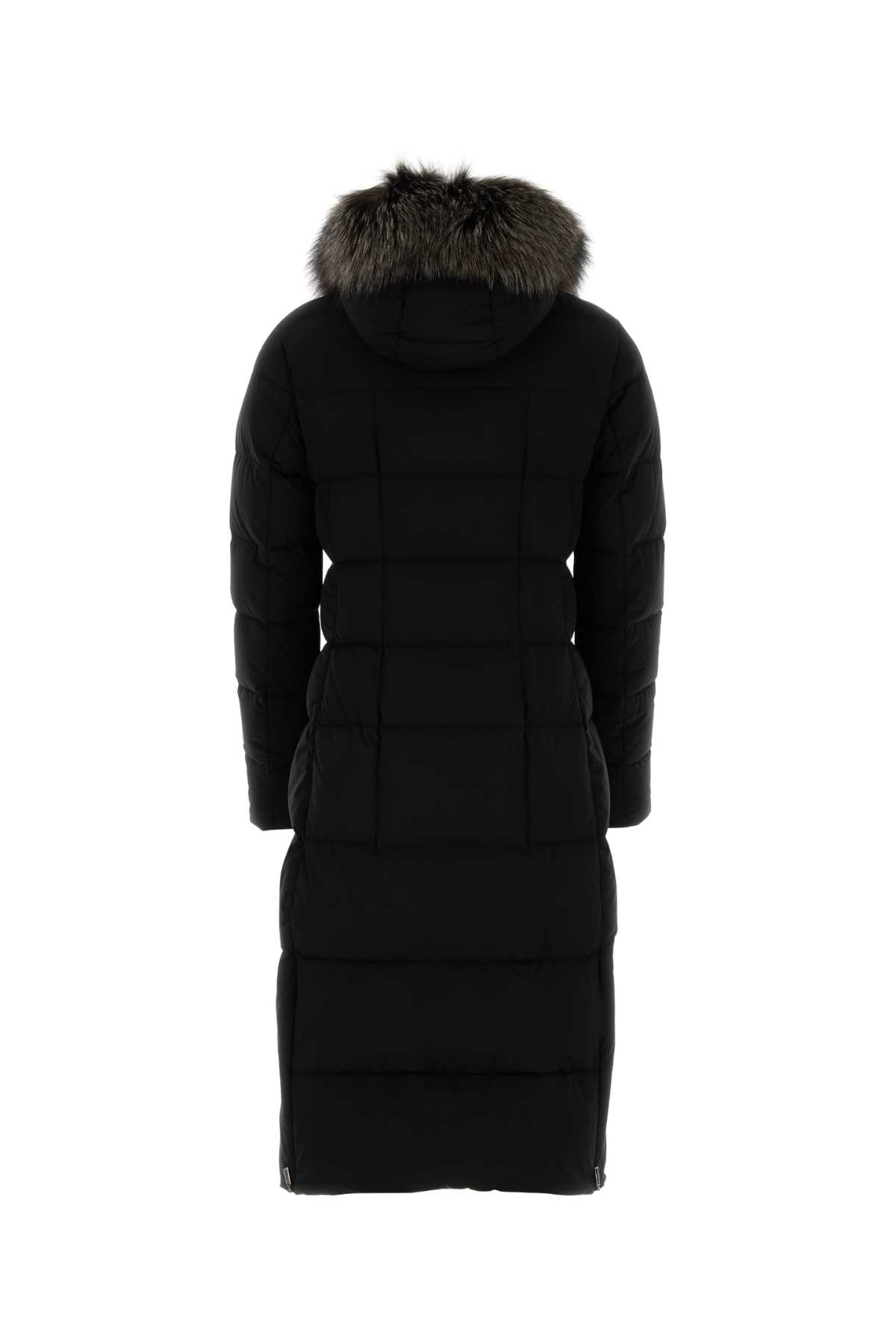 Moorer Padded Quilted Jacket Removable Hood In Black