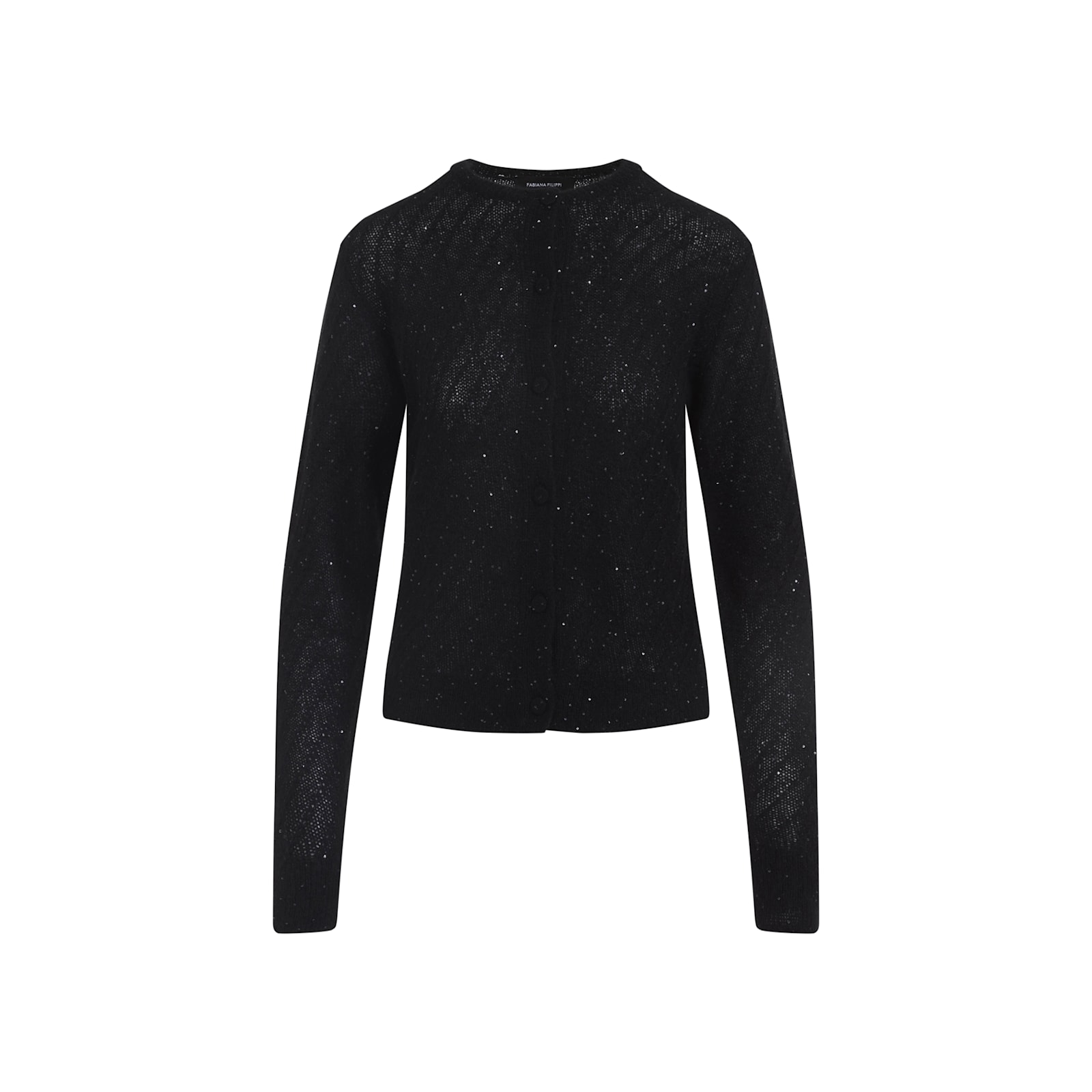 Fabiana Filippi Virgin Wool Cardigan Mini-sequins In Black