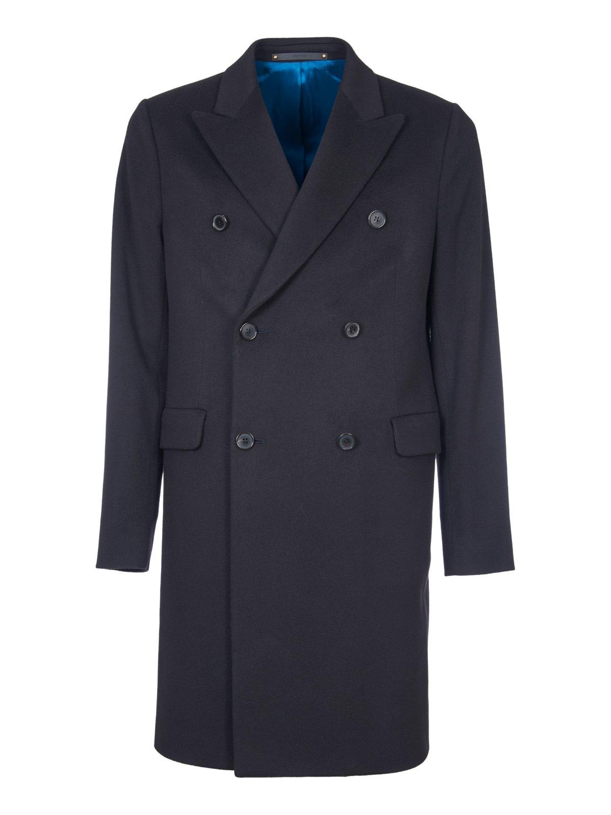 Shop Paul Smith Double Breasted Overcoat In Nero