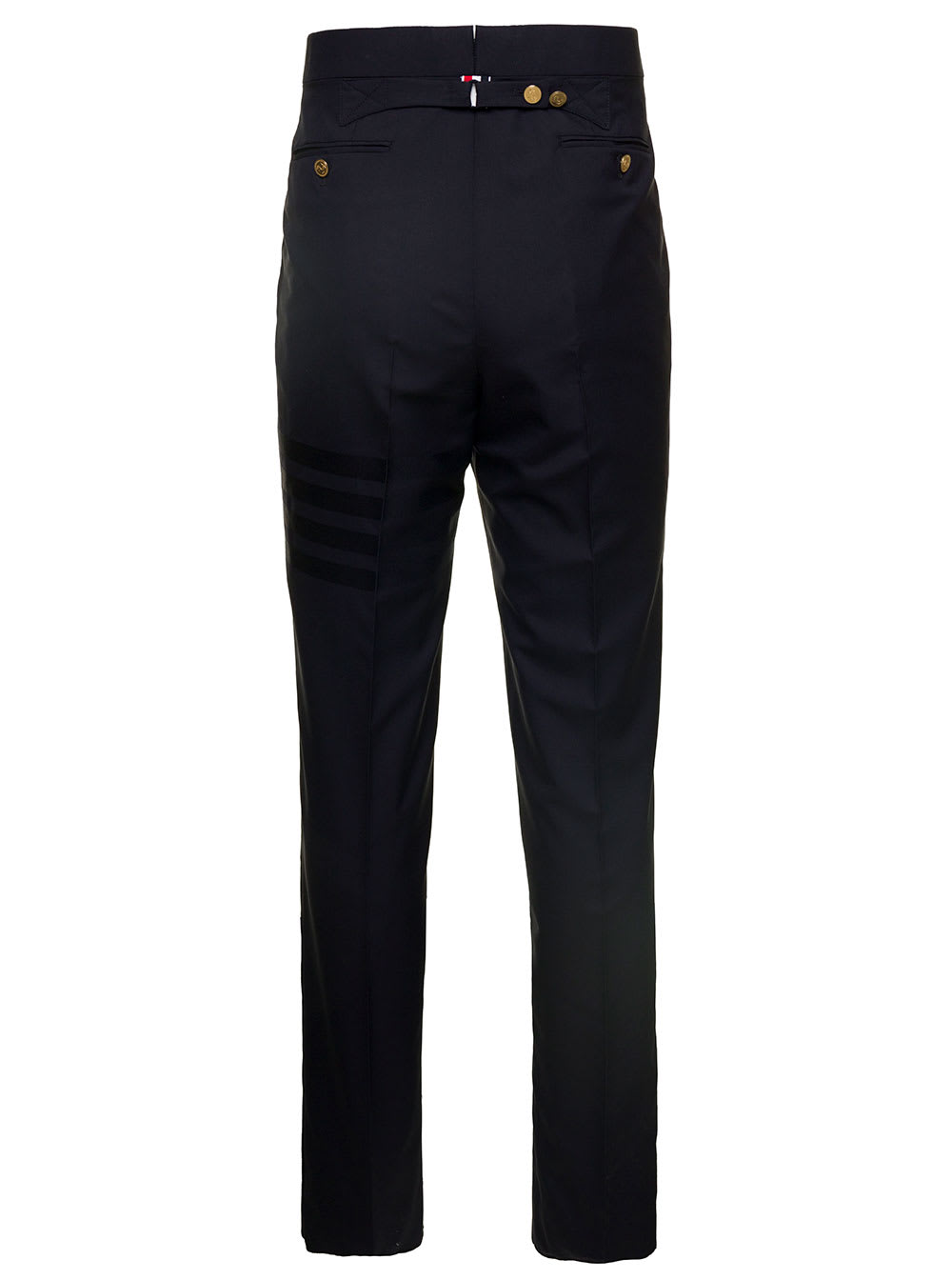 Shop Thom Browne Fit 1 Backstrap Trouser In Engineered 4 Bar Plain Weave Suiting In Navy