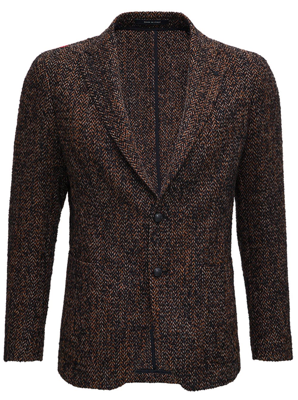 Tagliatore Single-breasted Jacket In Brown Wool Blend