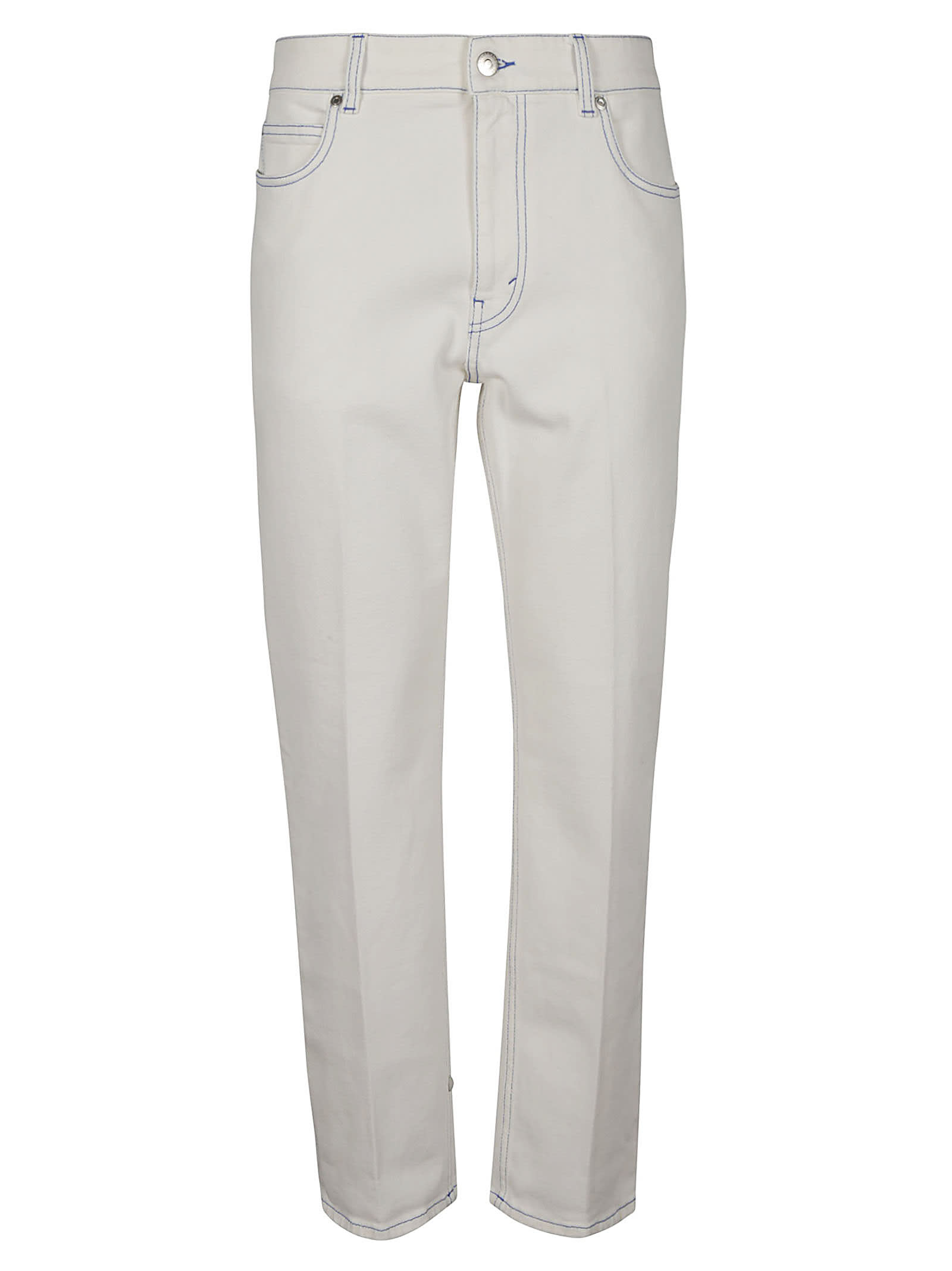 Stella Mccartney Rear Patched Cropped Jeans In Bianco