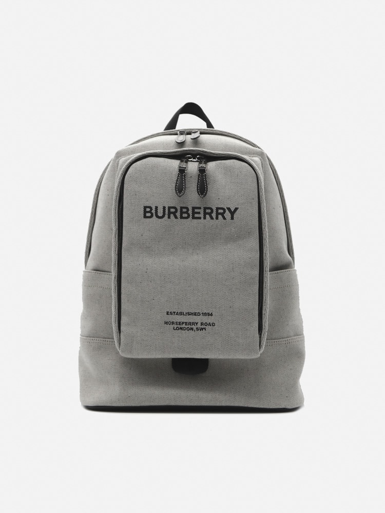 Burberry Cotton Canvas Backpack With Contrasting Logo Print
