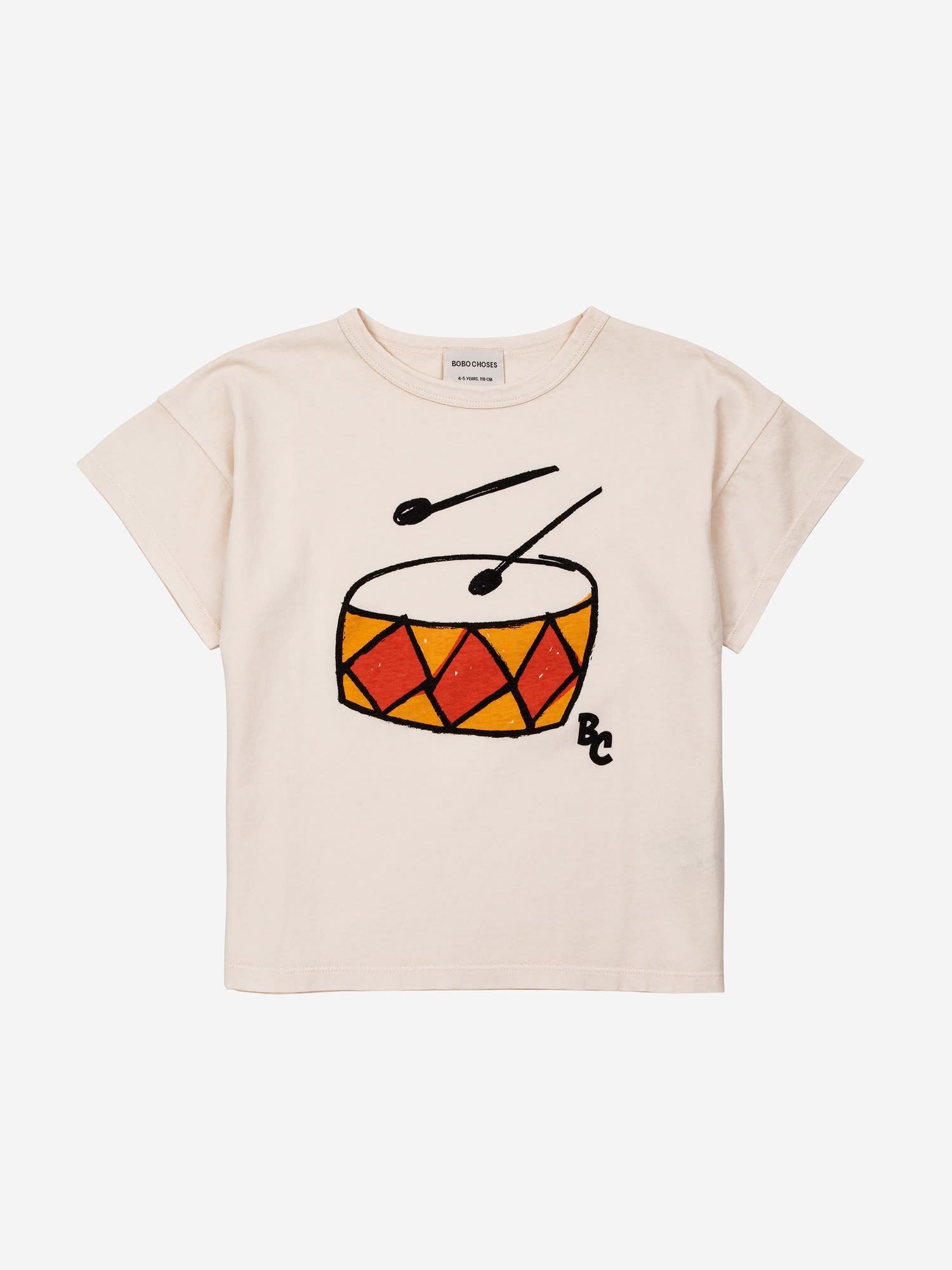 Bobo Choses Kids' Ivory T-shirt For Boy With Drum Print