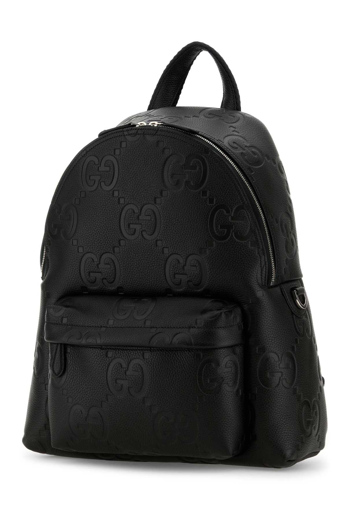 Gucci Jumbo Leather Gg Backpack With Adjustable Straps In Black