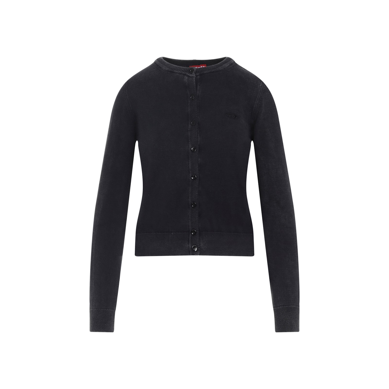 Diesel Fitted Button-up Sweater With Ribbed Detailing In Black