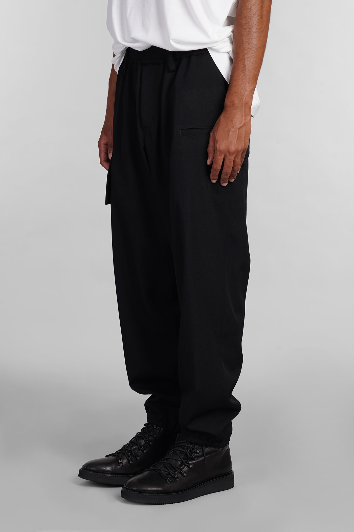 Shop Yohji Yamamoto Pants In Black Wool