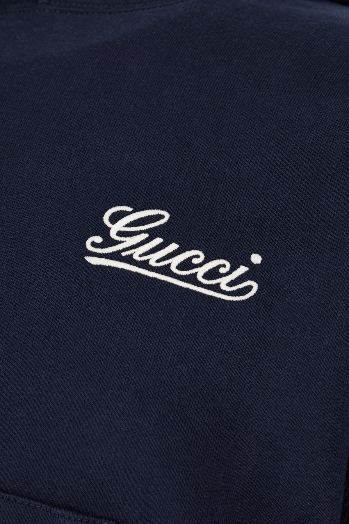 Shop Gucci Navy Blue Cotton Oversize Sweatshirt In Navy Mix