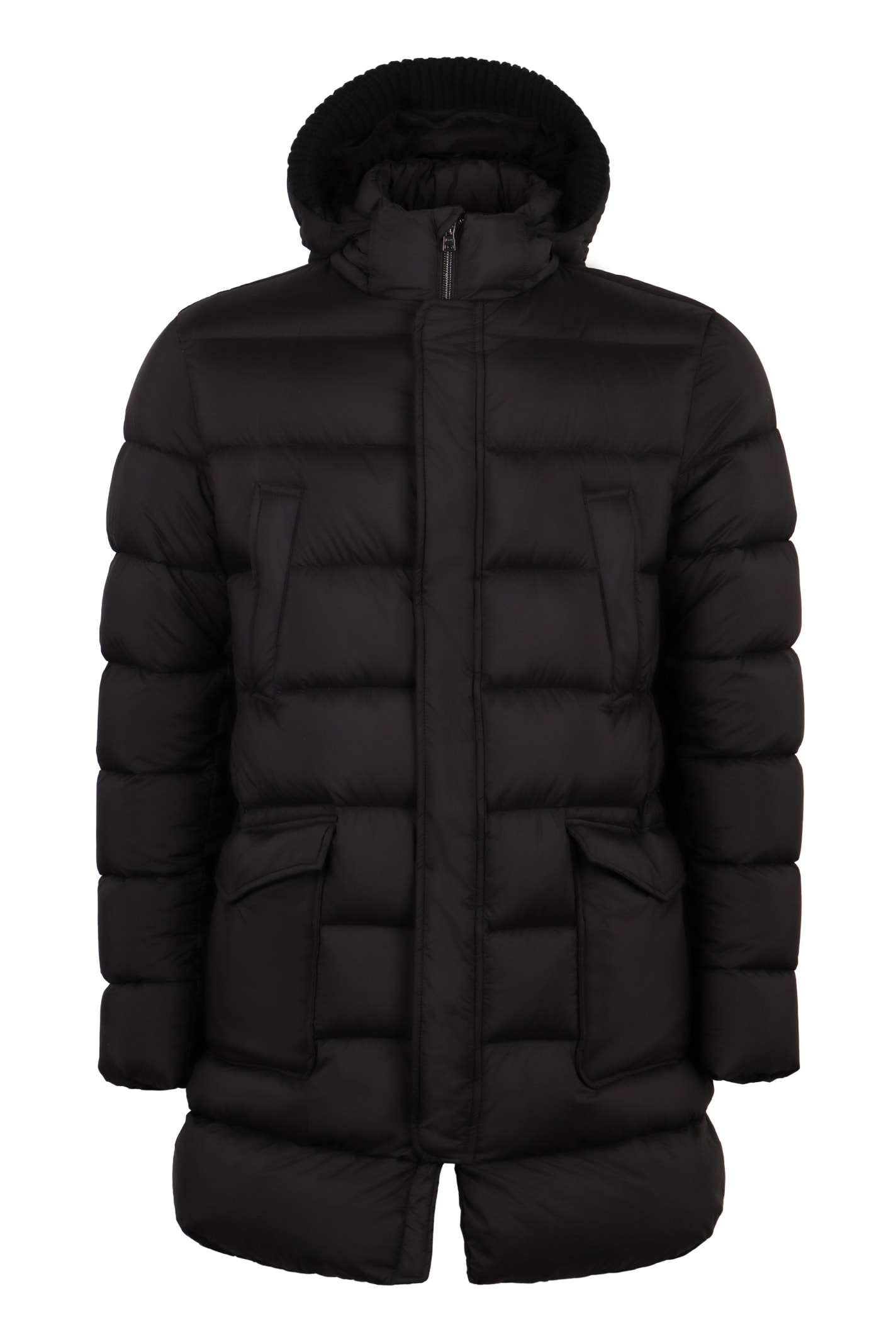 Shop Herno Techno Fabric Long Down Jacket In Black