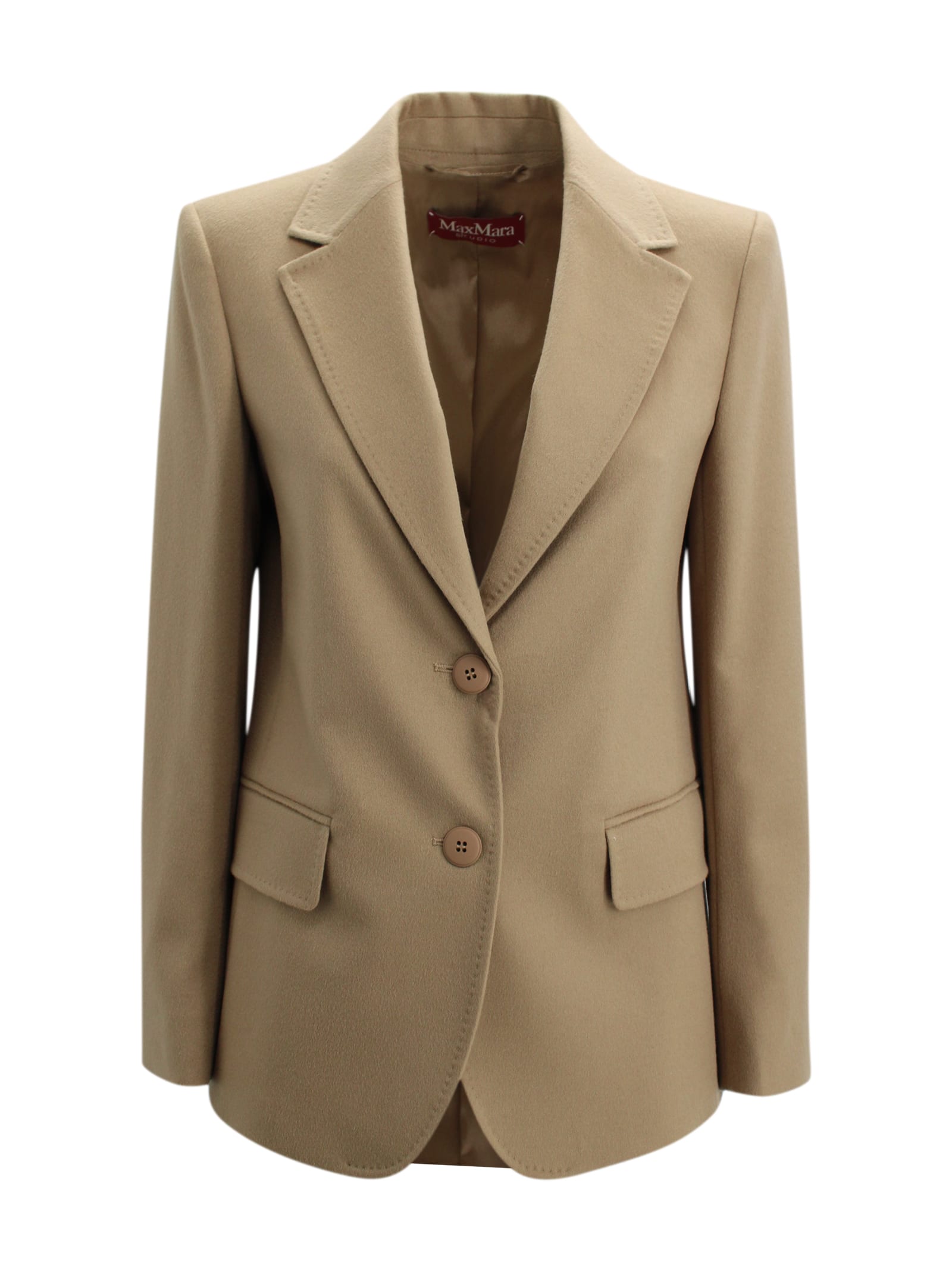 Max Mara Single-breasted Blazer In Wool Drape In Brown