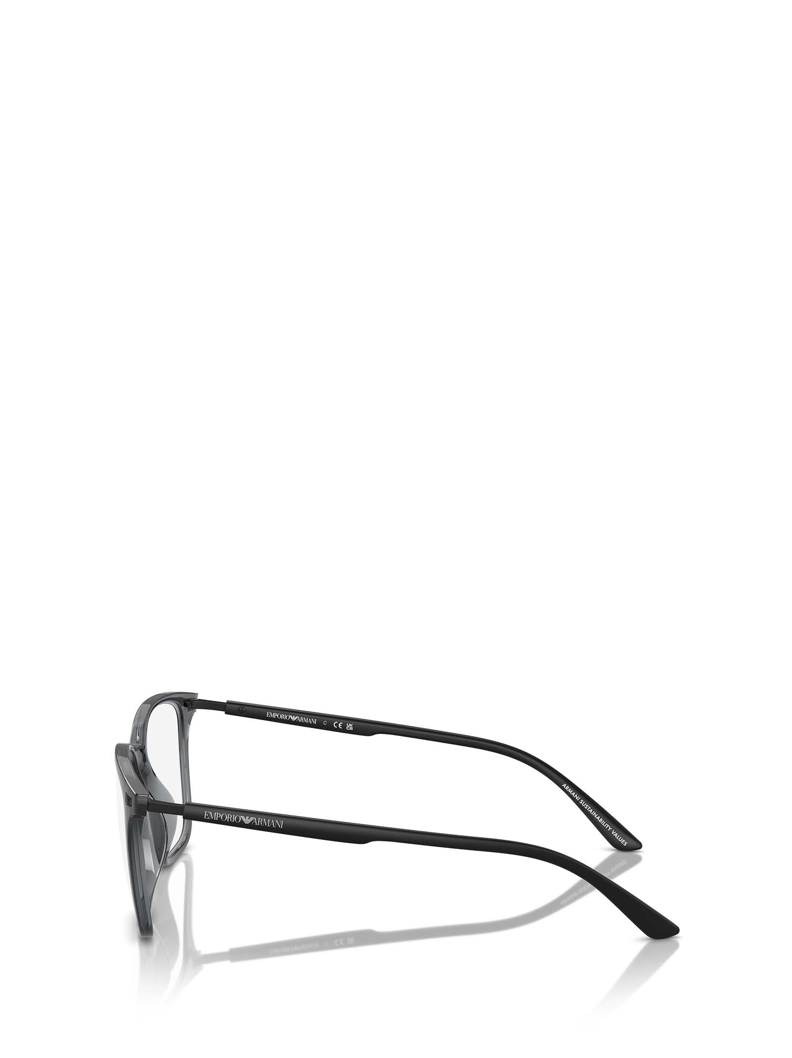 Shop Emporio Armani Ea3242u Shiny Transparent Black Glasses
