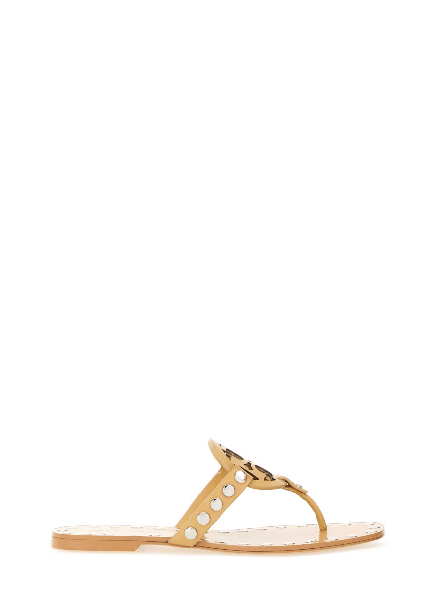 Tory Burch Studded "miller" Sandal In Neutral