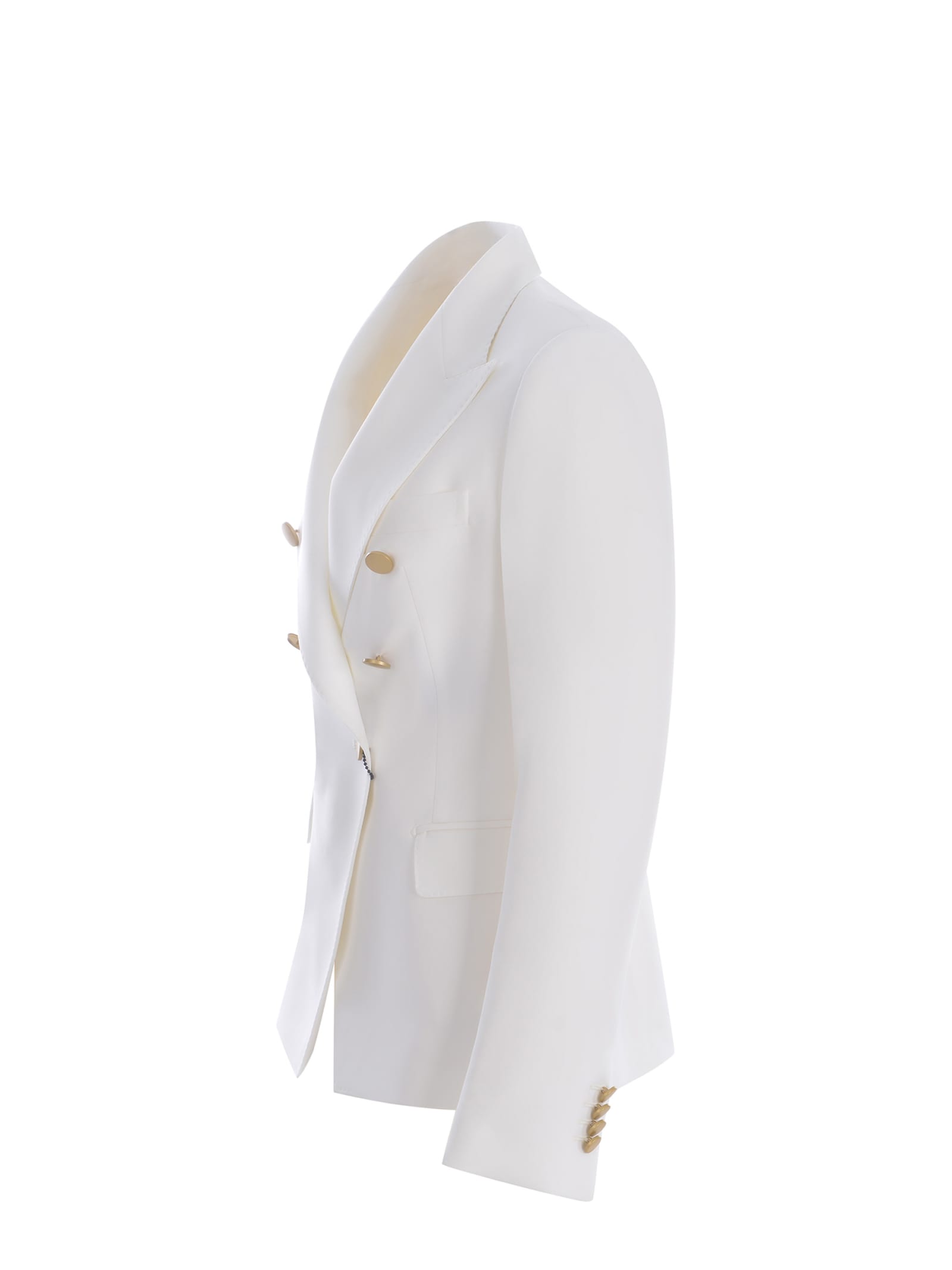 Shop Tagliatore Double-breasted Jacket  J-alycia Made Of Cady In Bianco