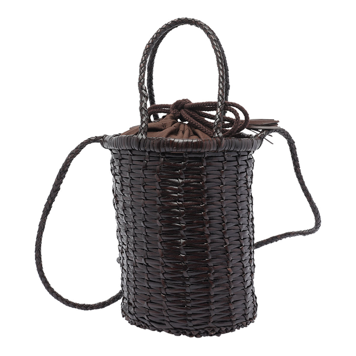 Dragon Diffusion Cylindrical Woven Dual Handles Shoulder Bag In Black