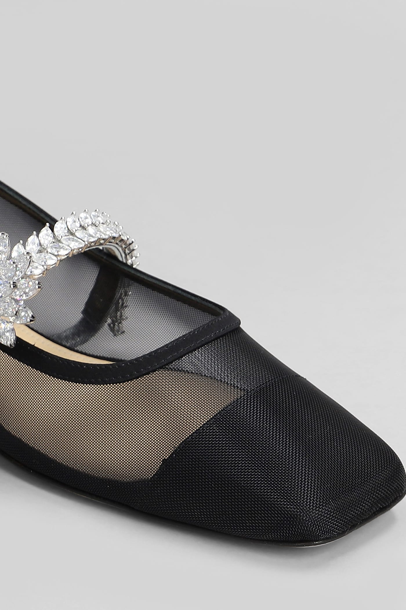 Mach & Mach Ballet Flats In Black Fabric
