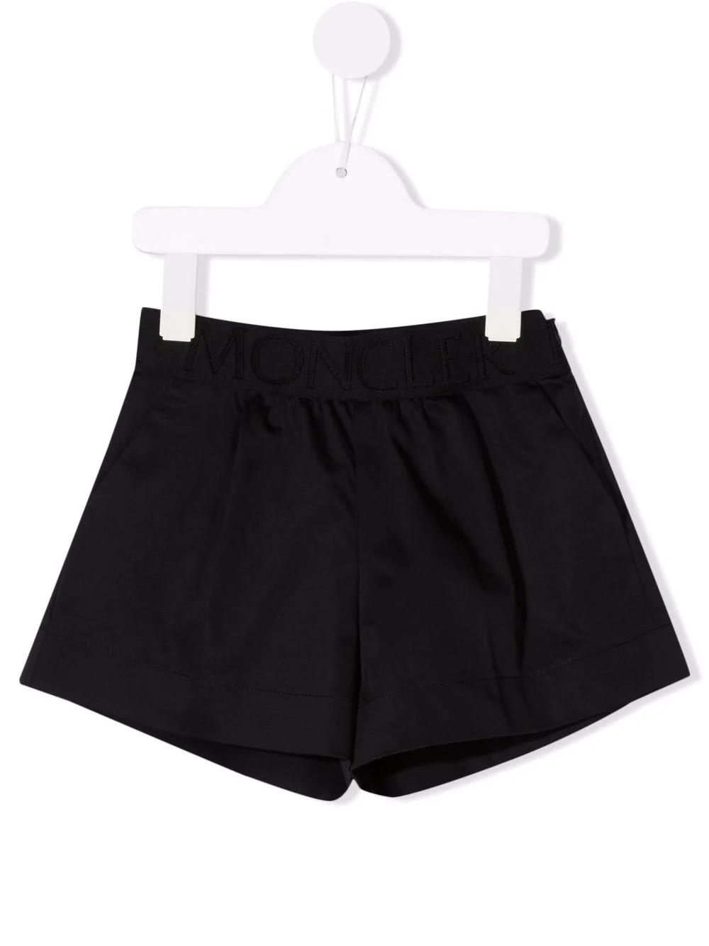 Moncler Kids Black Shorts With Logoed Elasticated Waist