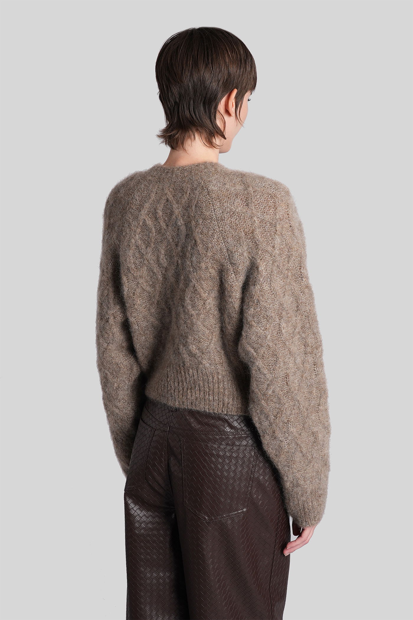 Rotate Birger Christensen Cardigan In Taupe Wool In Gray