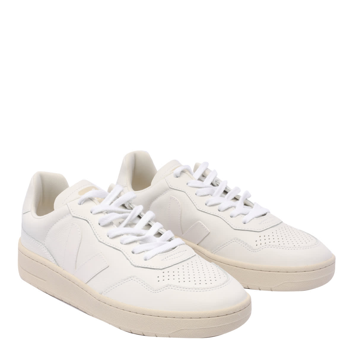 Shop Veja V-90 Sneakers In Extra White