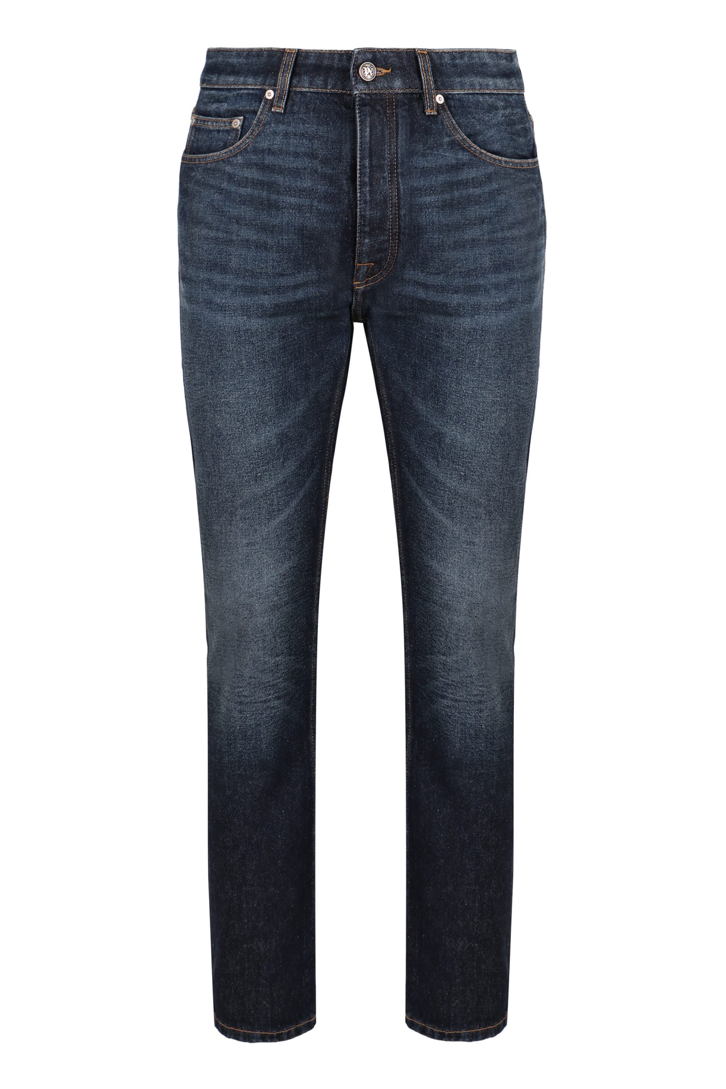 Shop Palm Angels Stretch Cotton Jeans In Denim