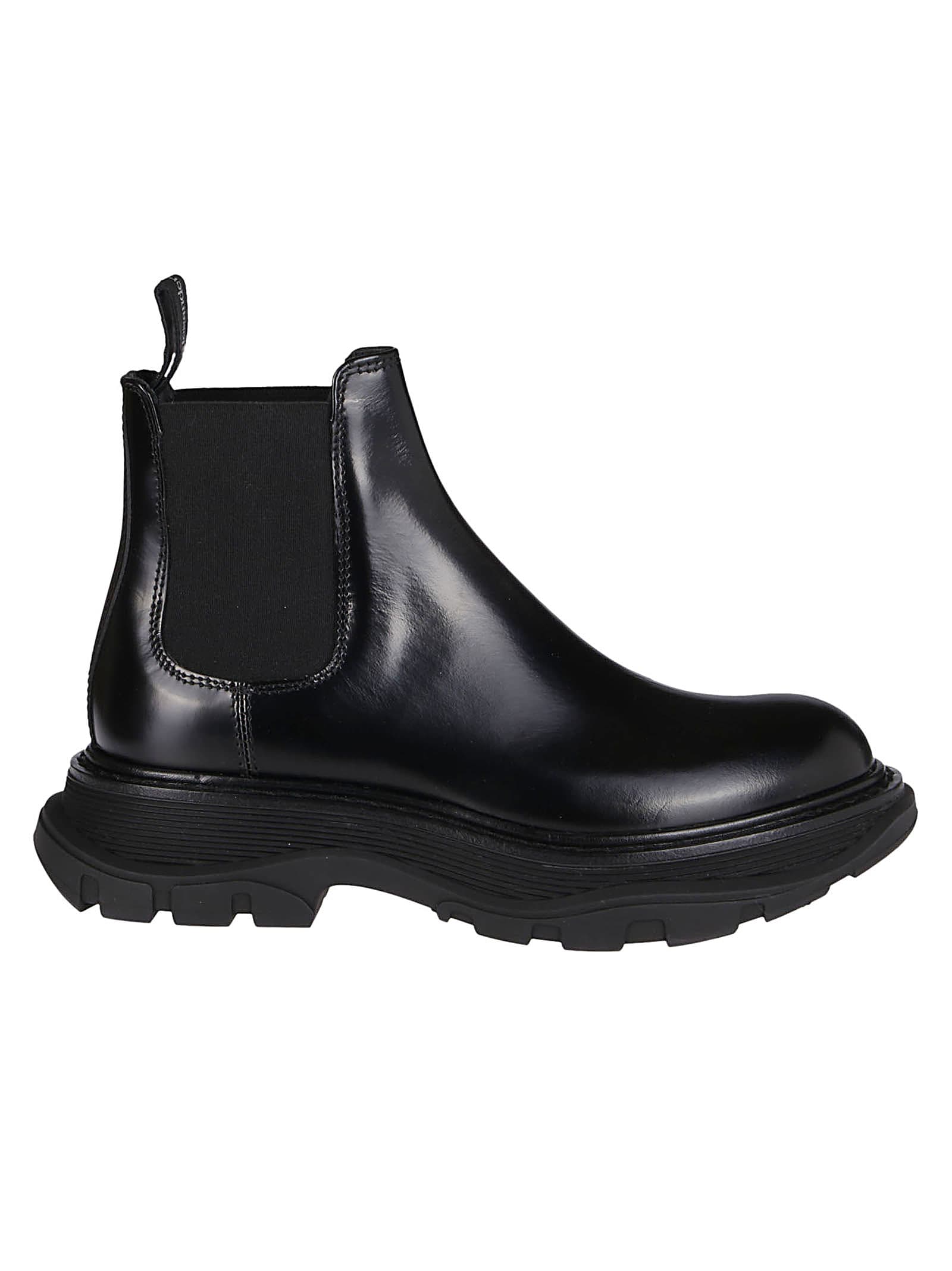 Buy Alexander McQueen Stivali In Pelle Nera online, shop Alexander McQueen shoes with free shipping