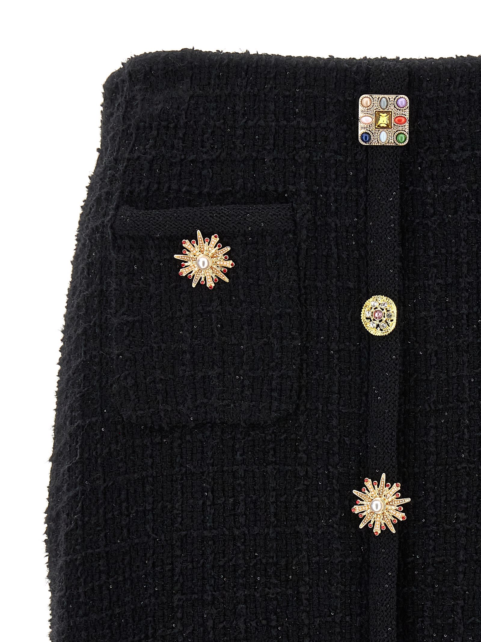 Shop Self-portrait Black Jewel Button Knit Mini Skirt