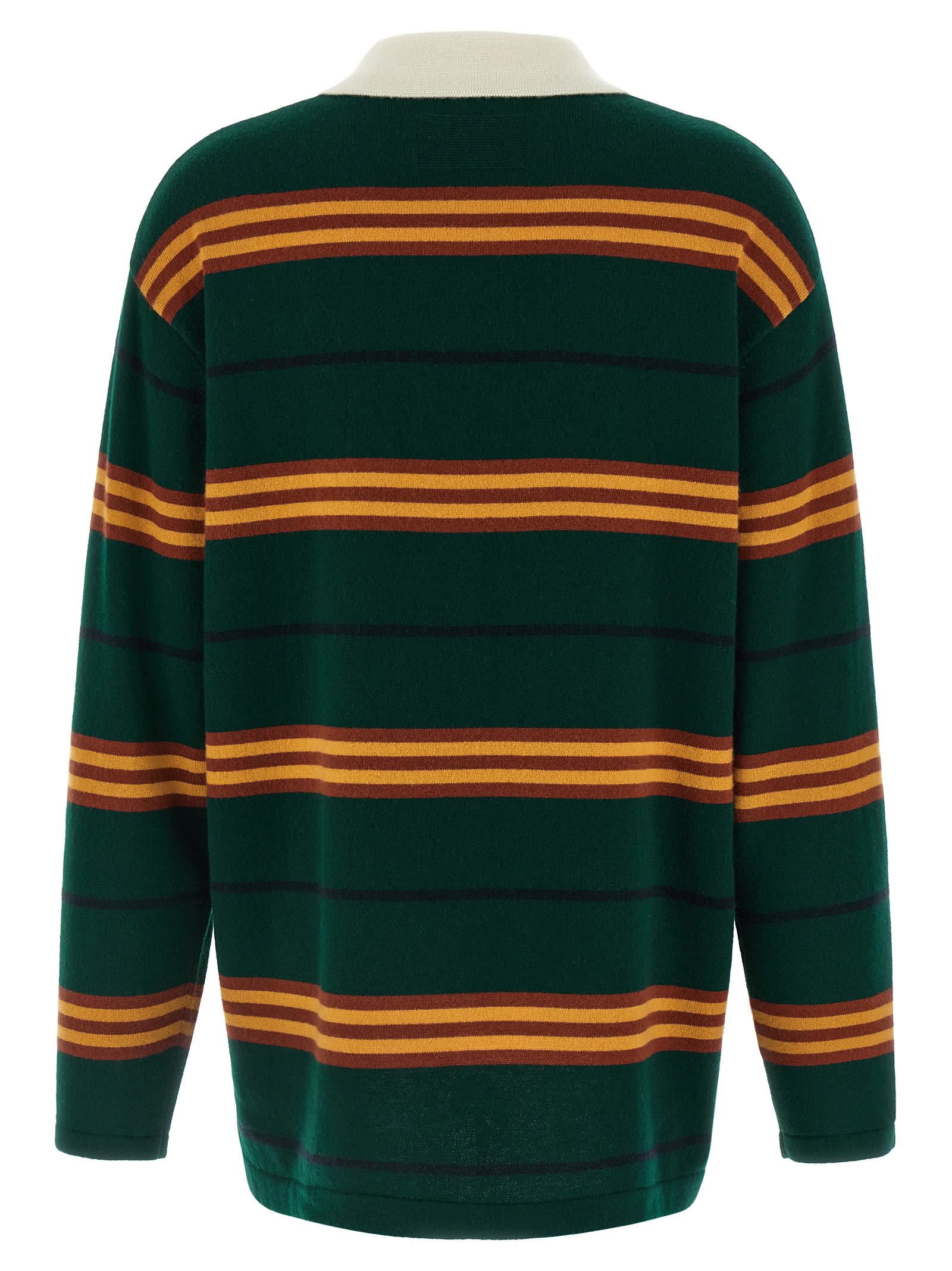 Guest In Residence Striped Rugby Sweater With Classic Collar And Luxurious Cashmere In Multi