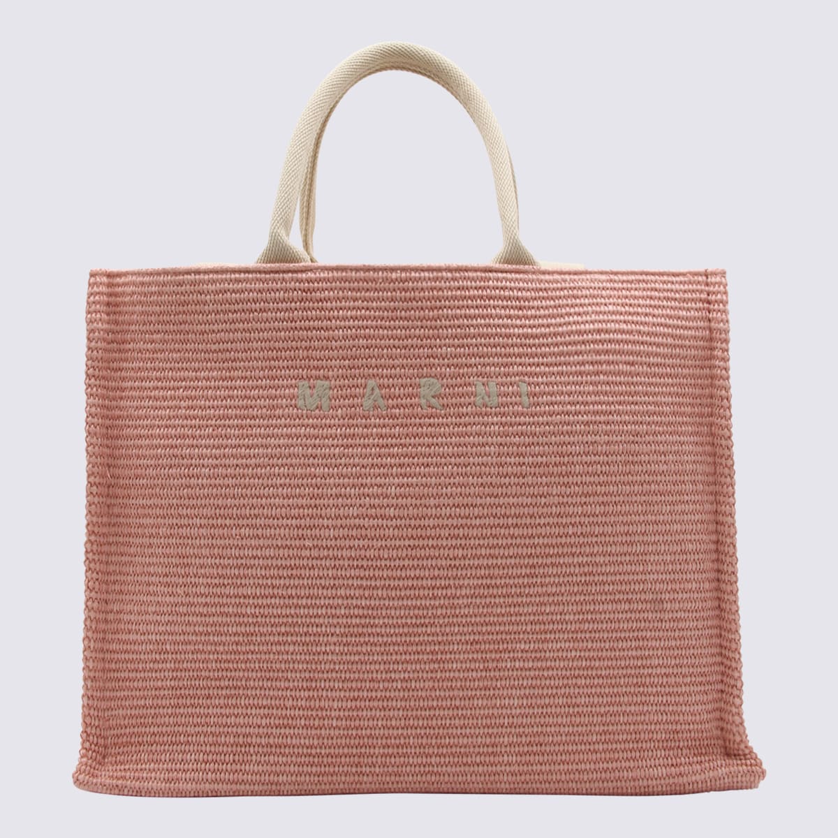 Marni Light Pink Canvas Basket Medium Tote Bag