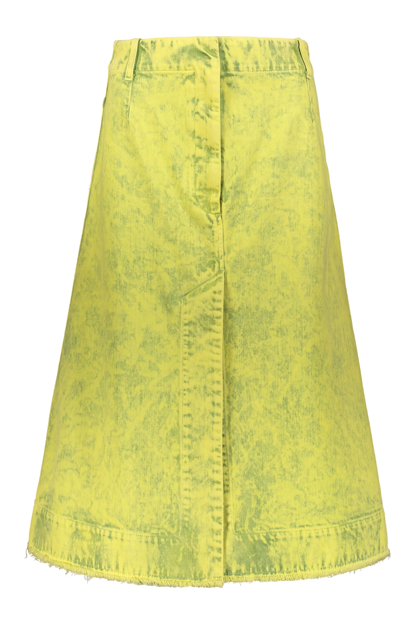 Shop Cedric Charlier Cotton Midi Skirt In Yellow