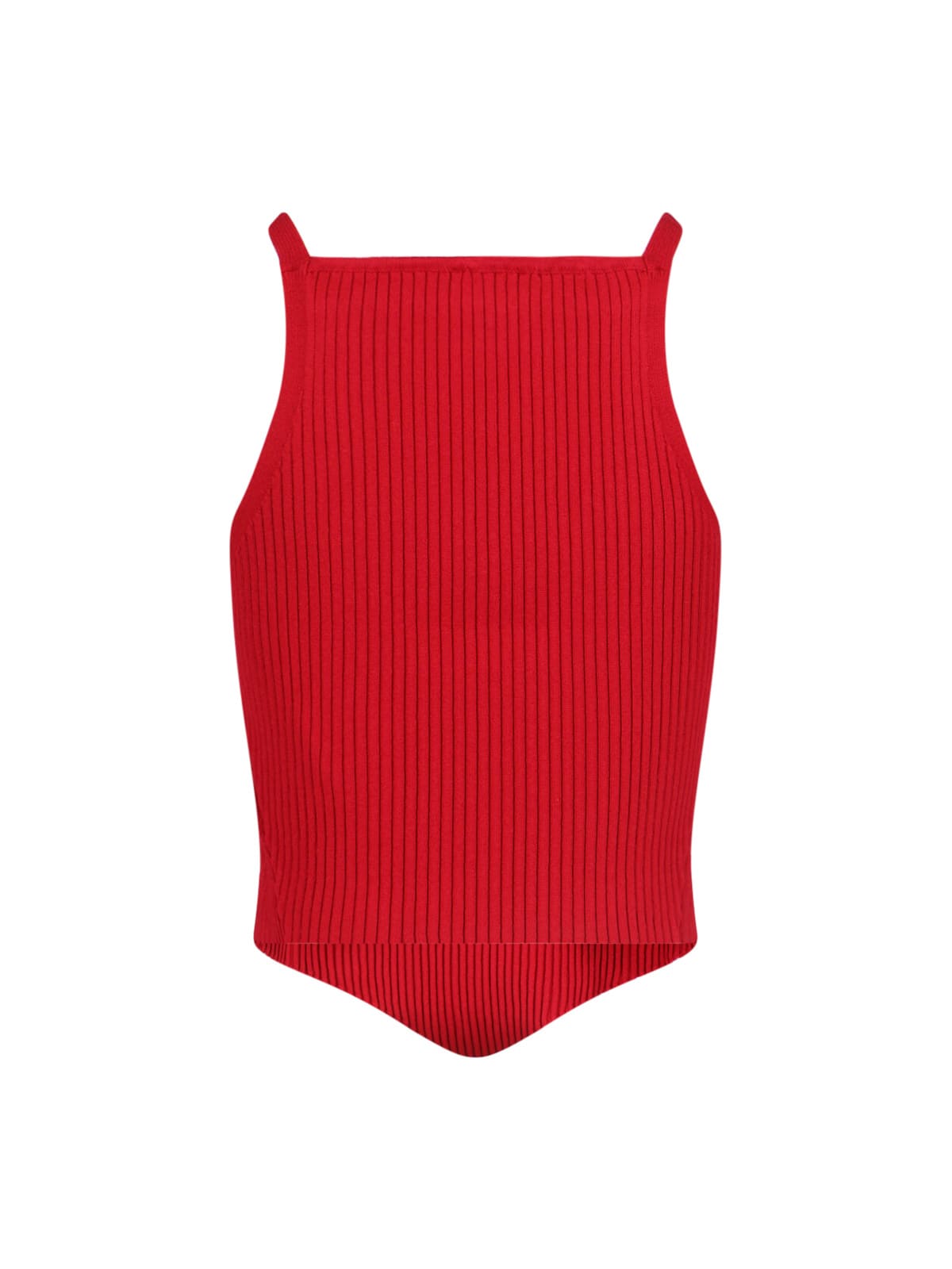 Courrèges Fitted Ribbed Tank Top With Shoulder Pads In Red
