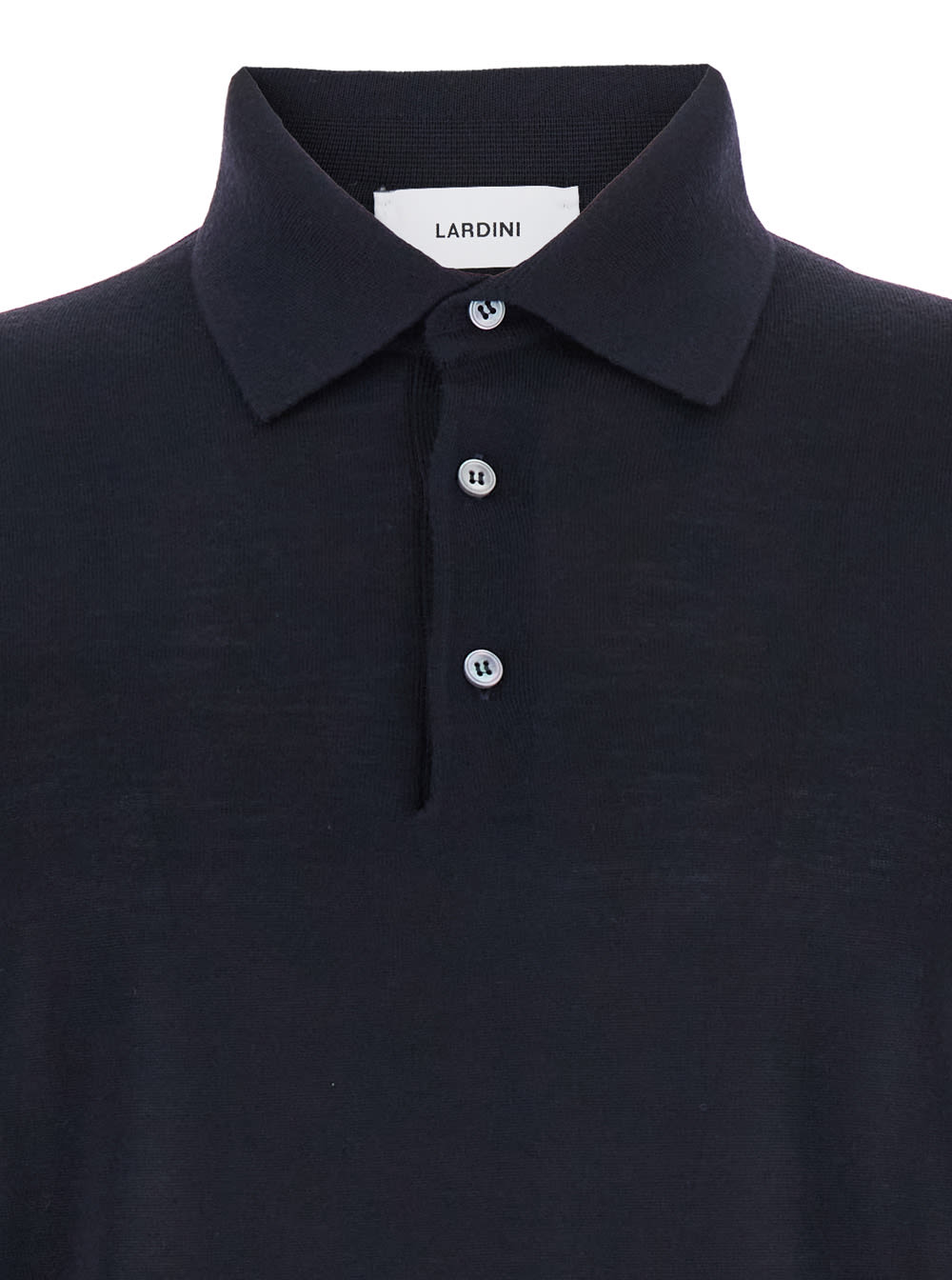 Lardini Blue Polo With Classic Collar And Long Sleeves In Cotton And Silk Blend Man In Blue