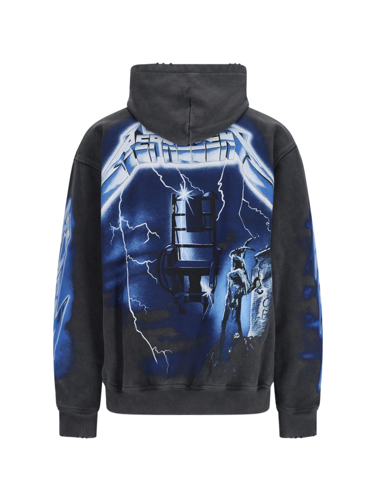 Represent 'ride The Lightning X Metallica' Gray Hoodie With Front And Back Print In Gray